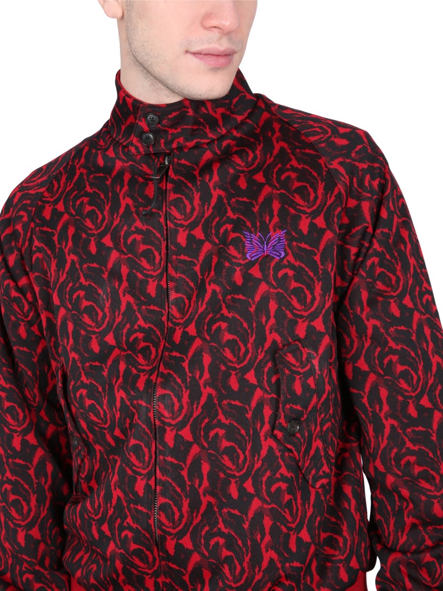 Needles Harrington Track Jacket In Jacquard Jersey In Red