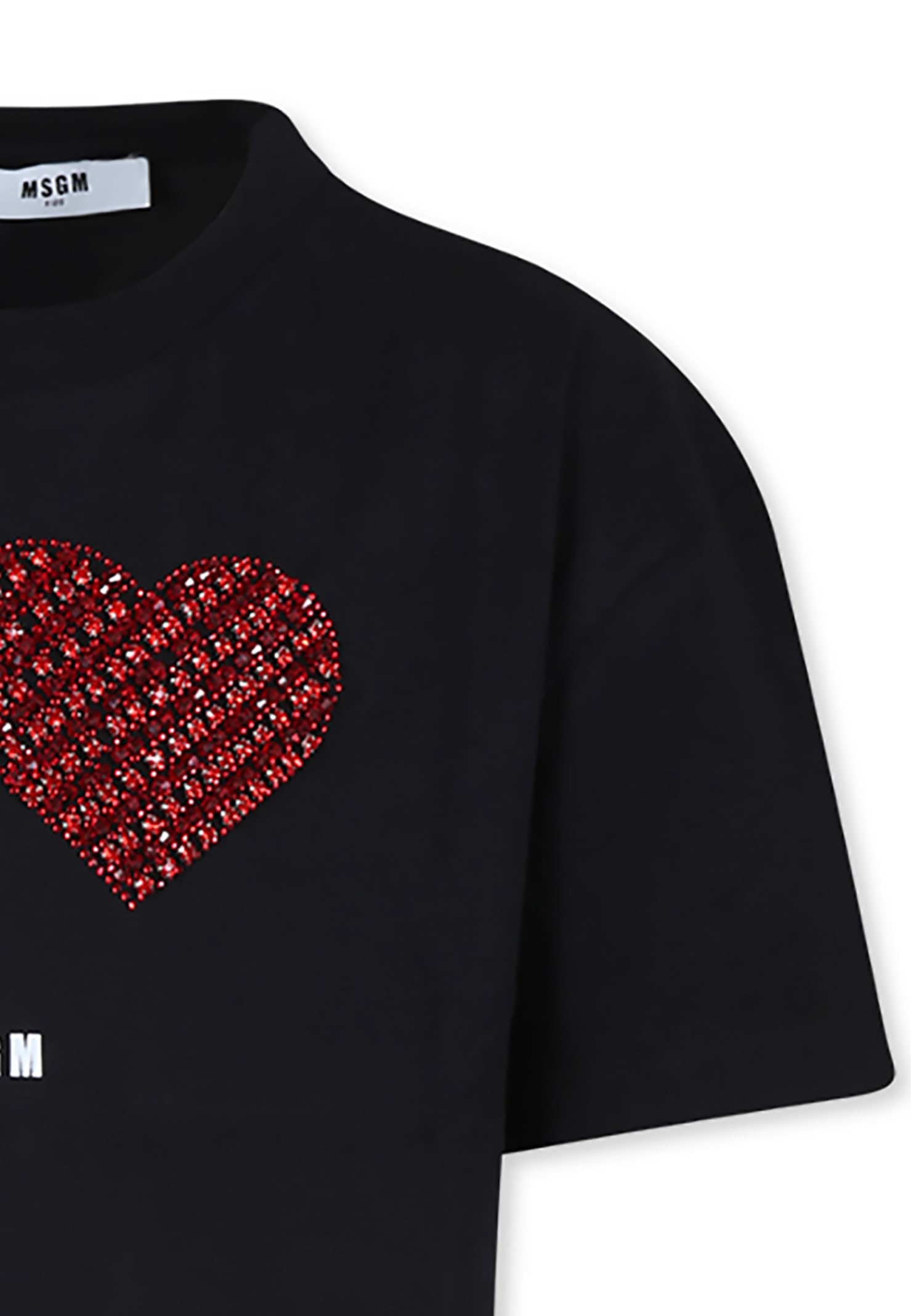 Msgm Black T-shirt For Girl With Logo In Black