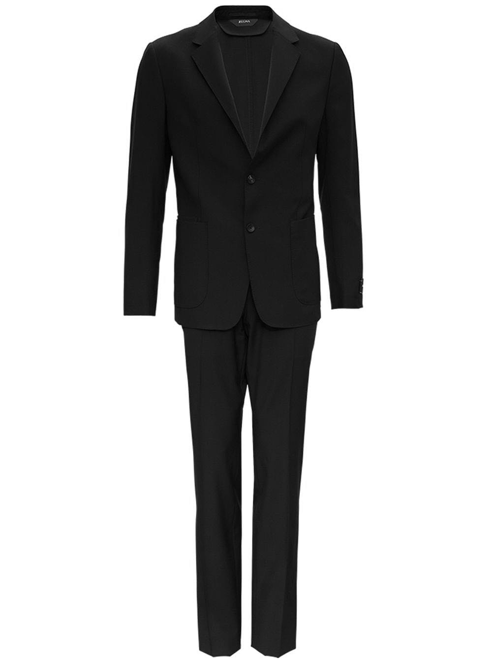 Z Zegna Two Buttons Single-breasted Suit In Black Wool
