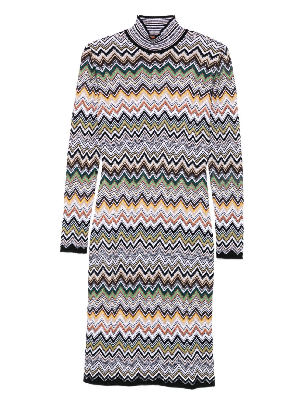 Missoni Wool Blend Midi Dress In Brown