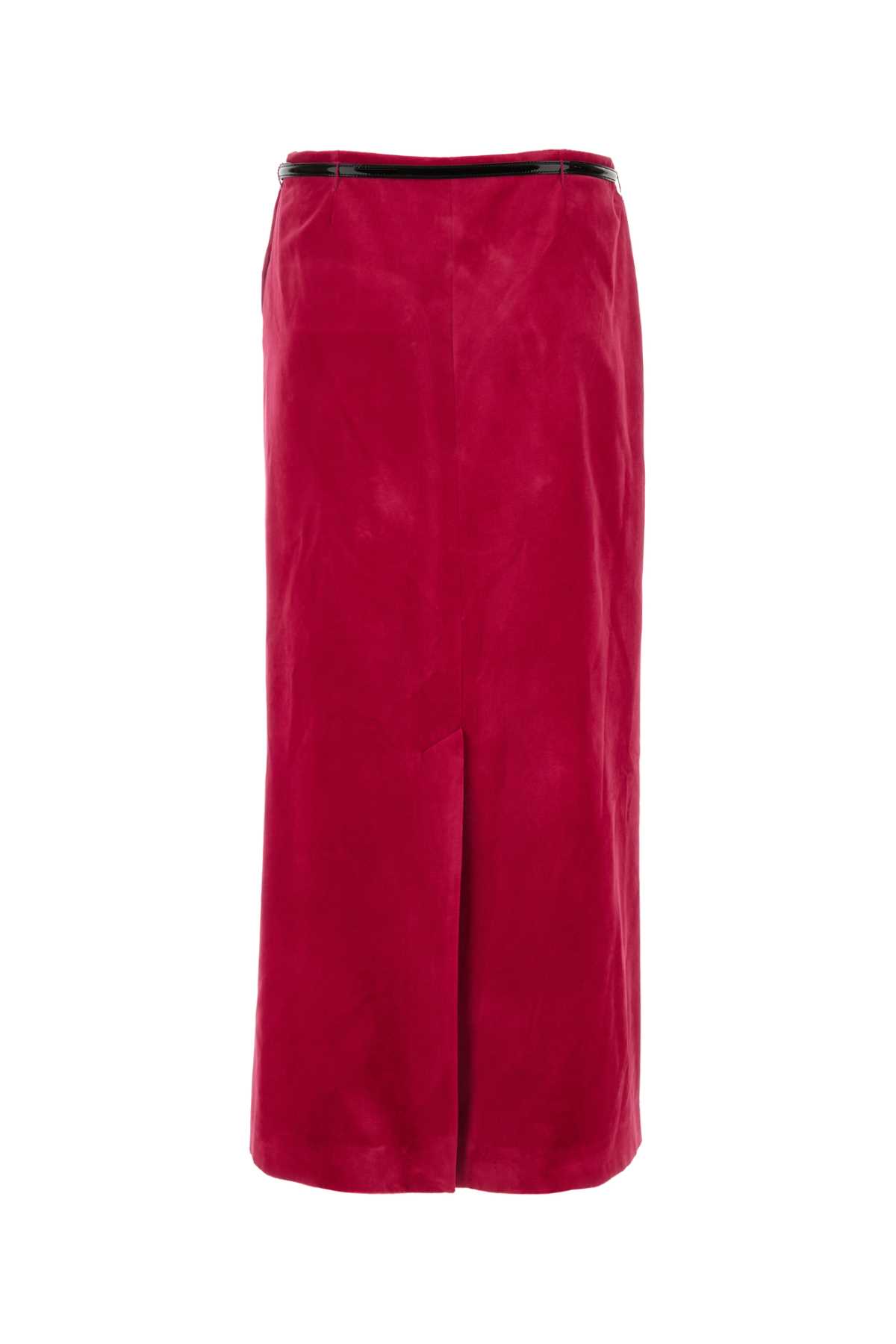 Shop Gucci Fuchsia Velvet Skirt In 5944