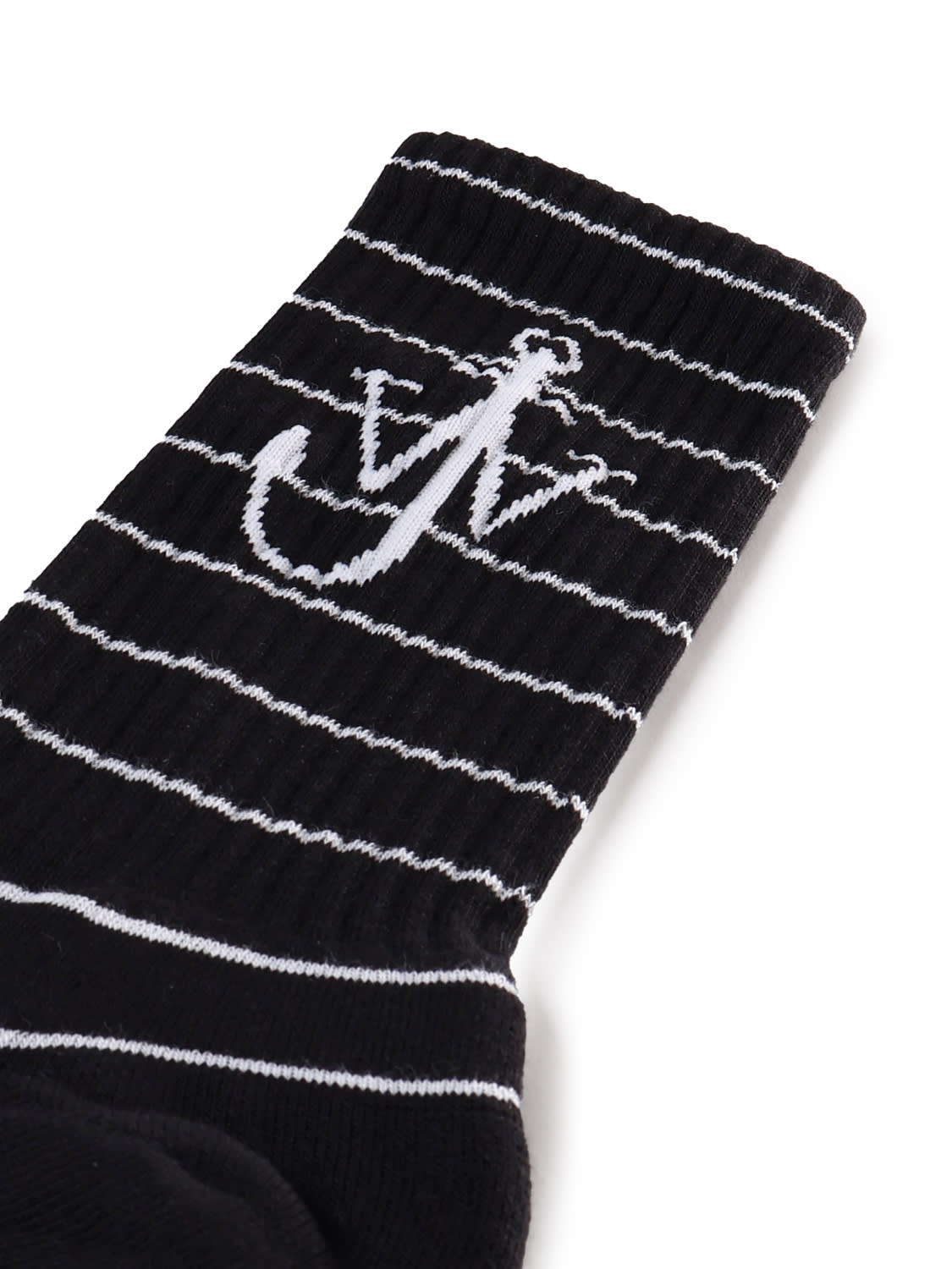 Shop Jw Anderson Striped Cotton Socks With Logo On The Ankle In Black