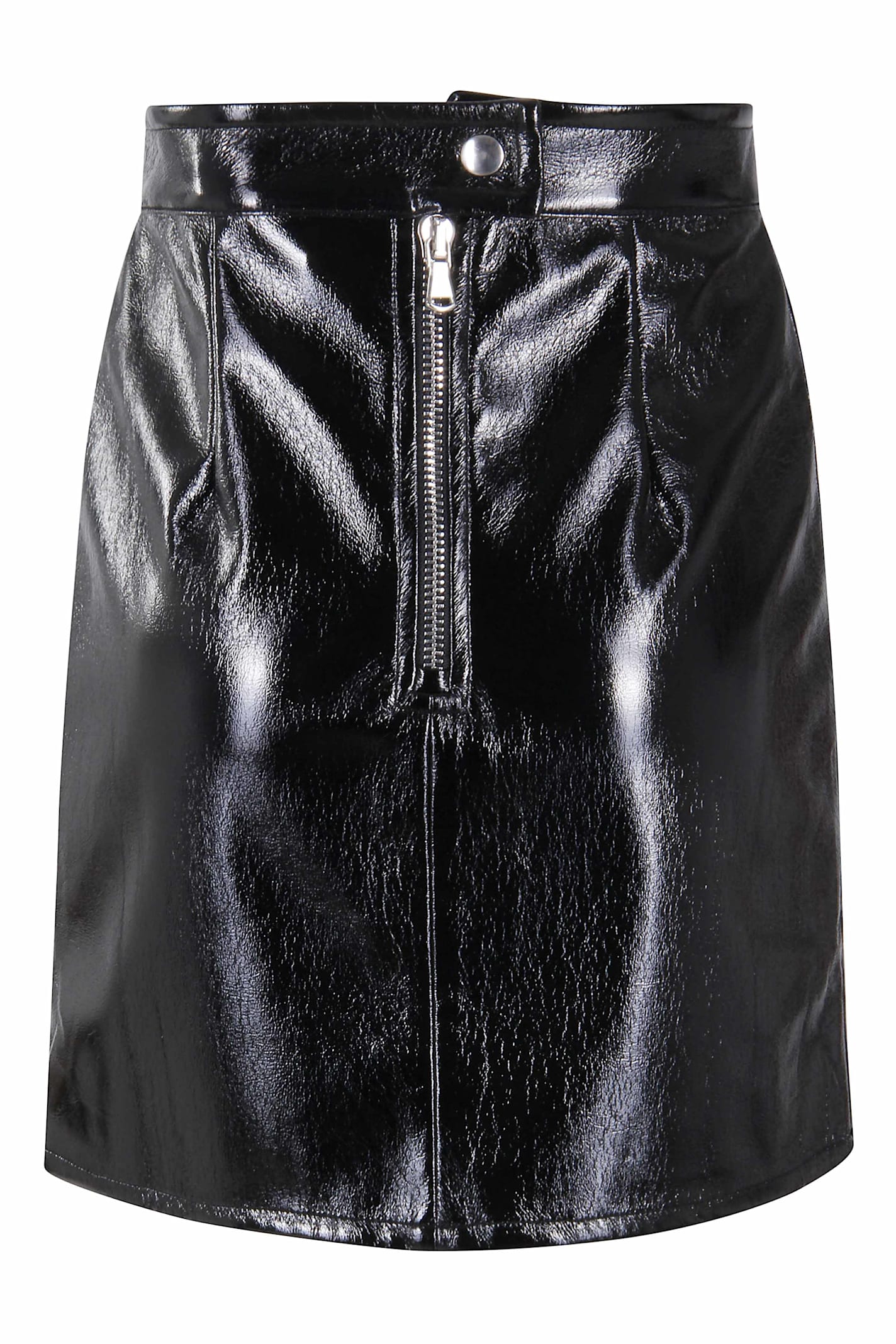 Fiorucci Black Logo Embroidered Vinyl Mini Skirt In Black