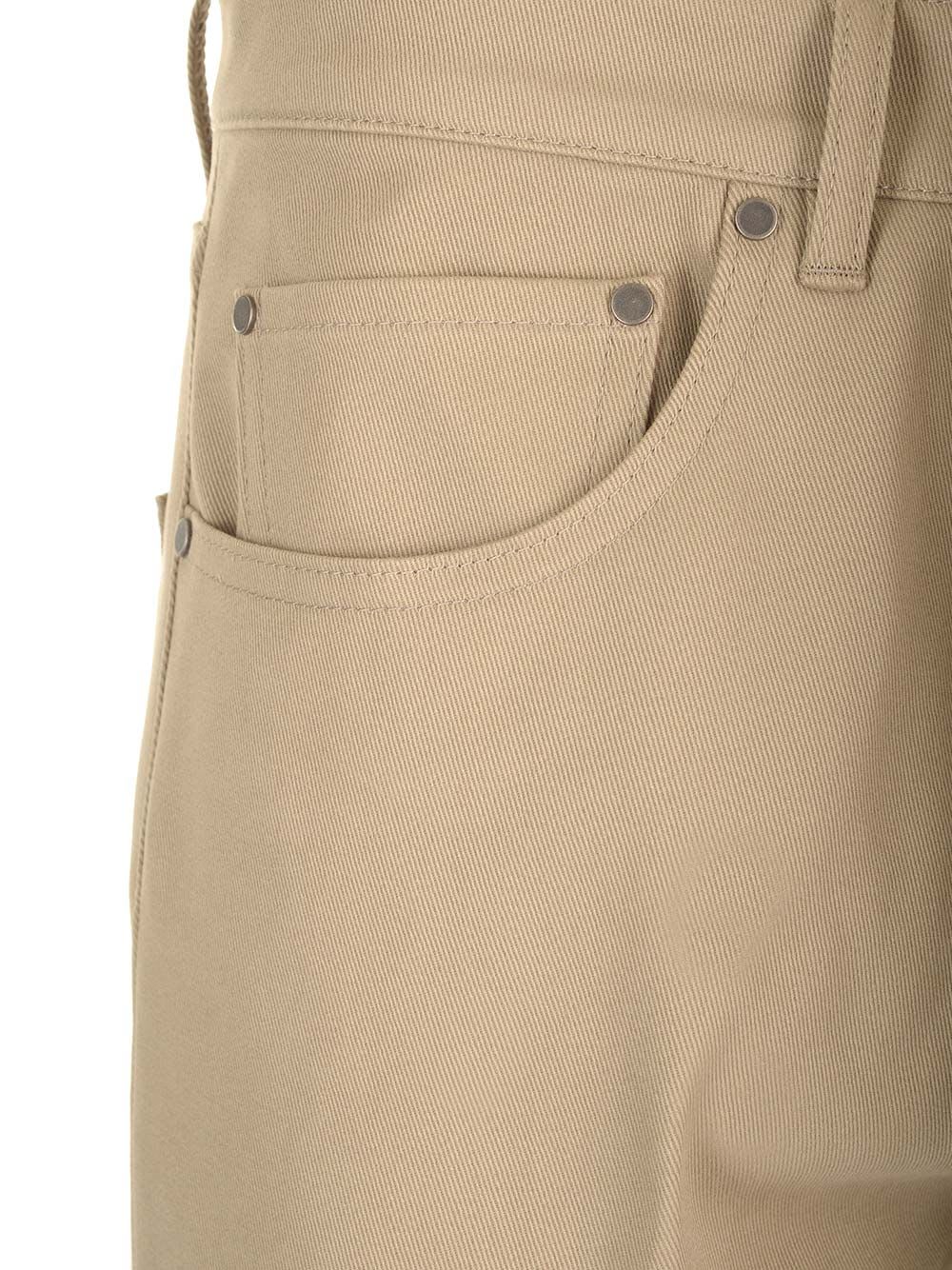 Shop Lardini Slim Fit Cotton Trousers In Beige