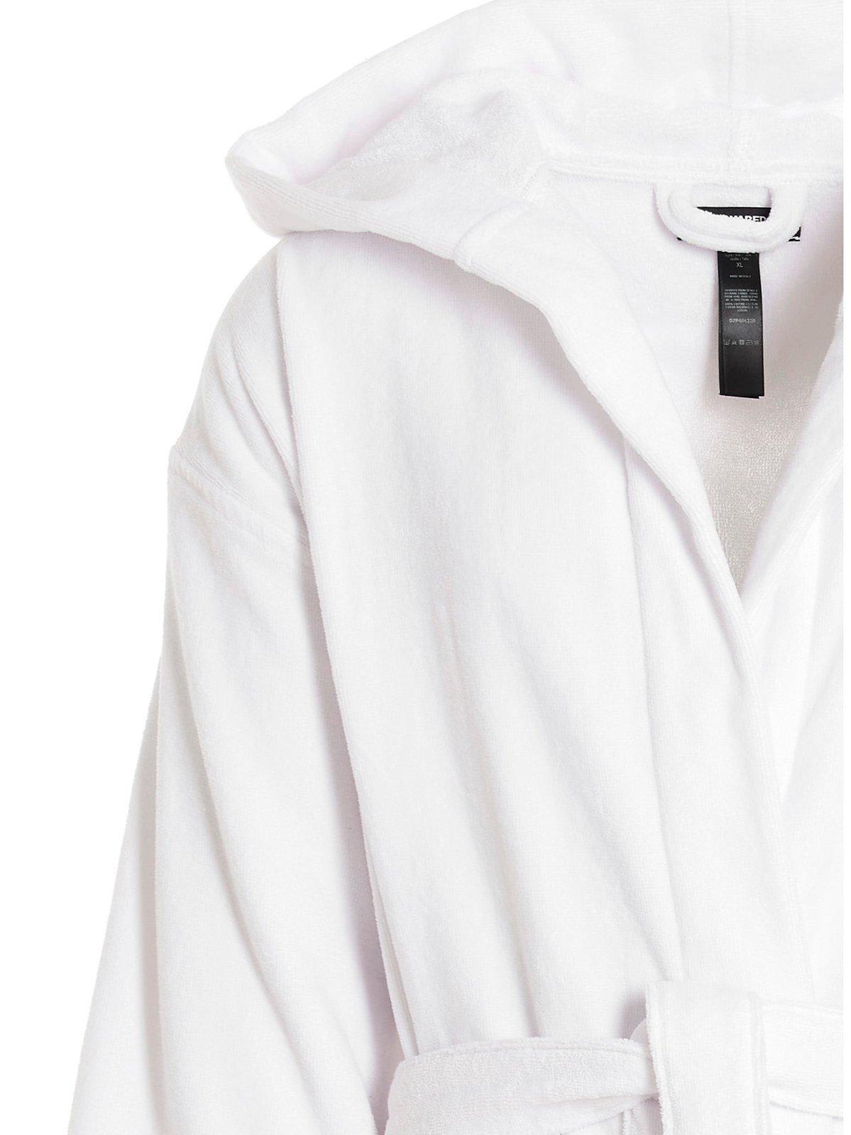Shop Dsquared2 Logo Embroidered Belted Bath Robe In White