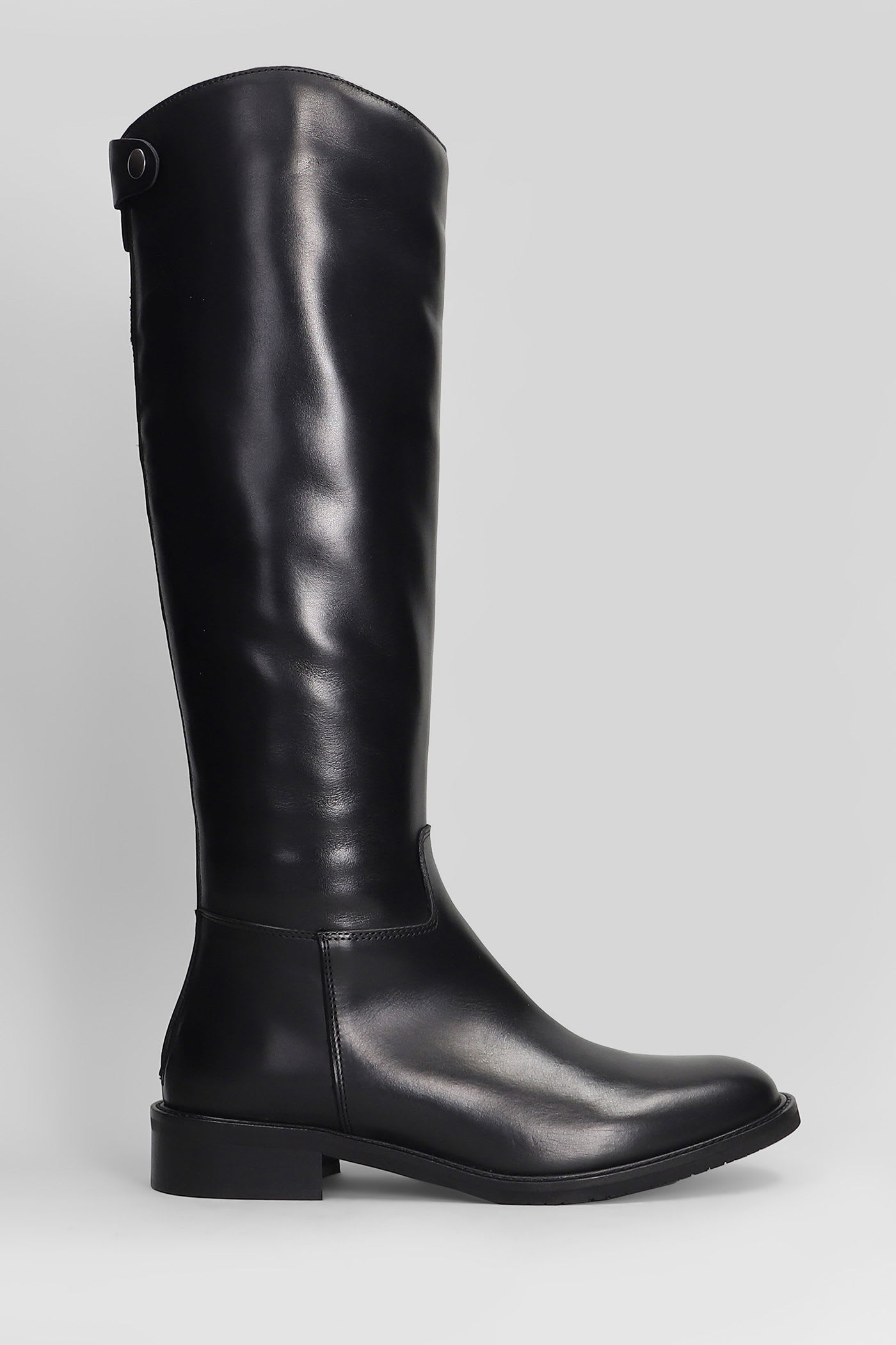 Julie Dee Low Heels Boots In Black Leather In Black