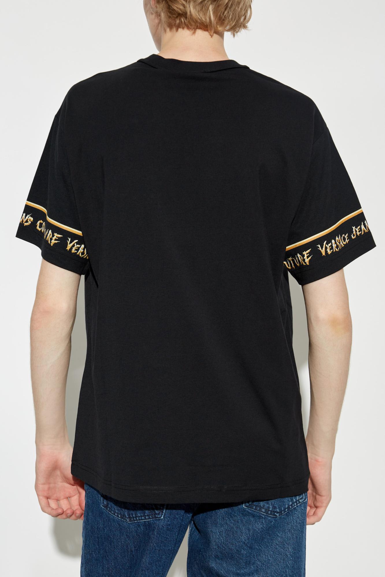 Shop Versace Jeans Couture T-shirt With Logo In Black