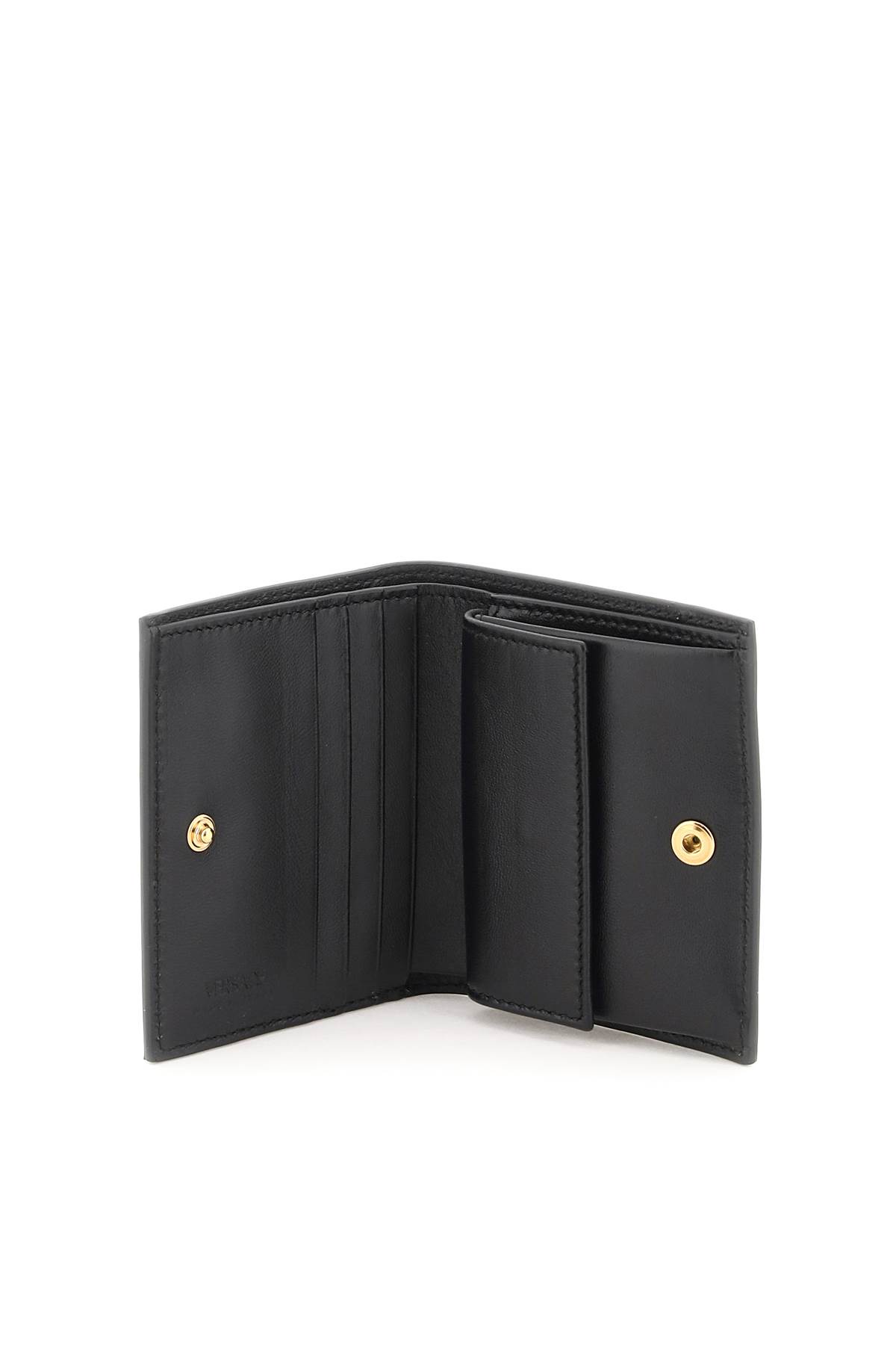 Shop Versace Greca Goddes Wallet In Black  Gold (black)