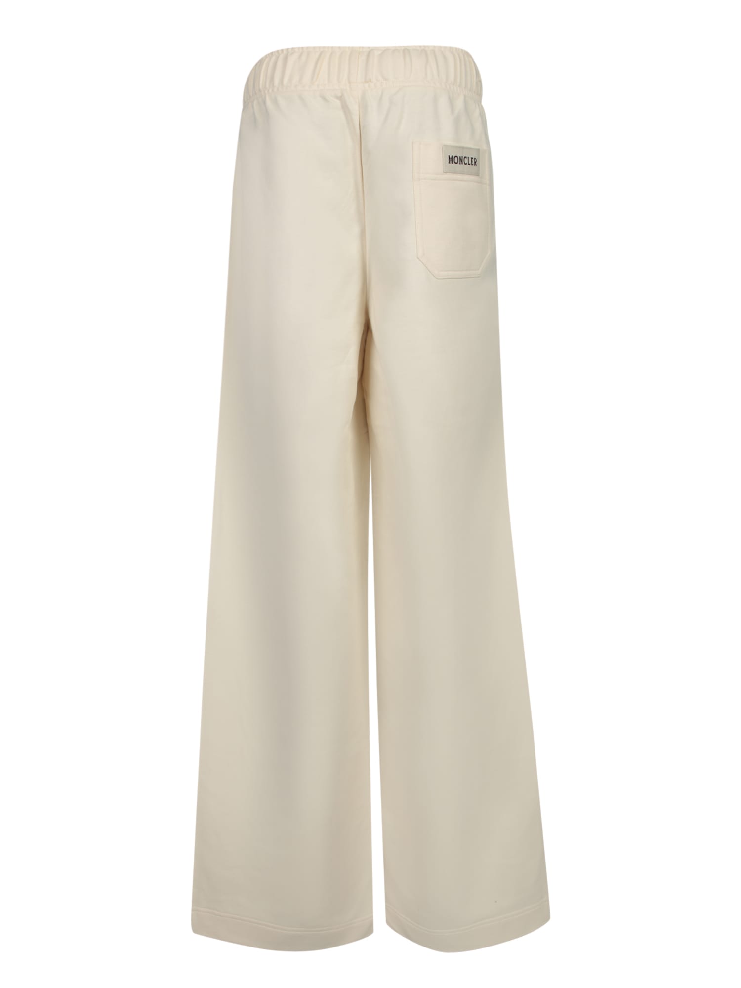 Moncler Cream-colored Cotton Trousers In Crema