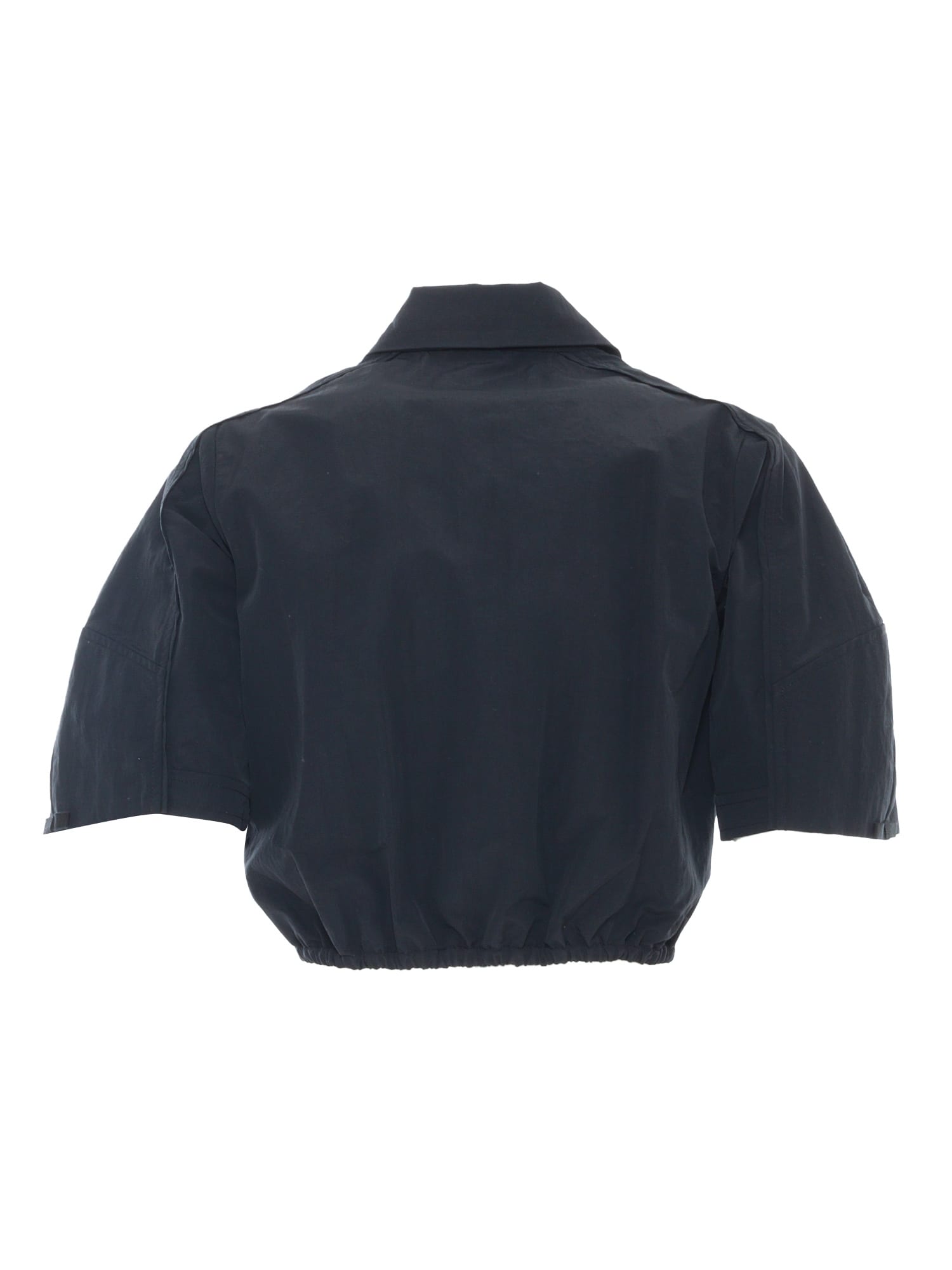 Elisabetta Franchi Collared Cropped Shirt Structured Shoulders In Black