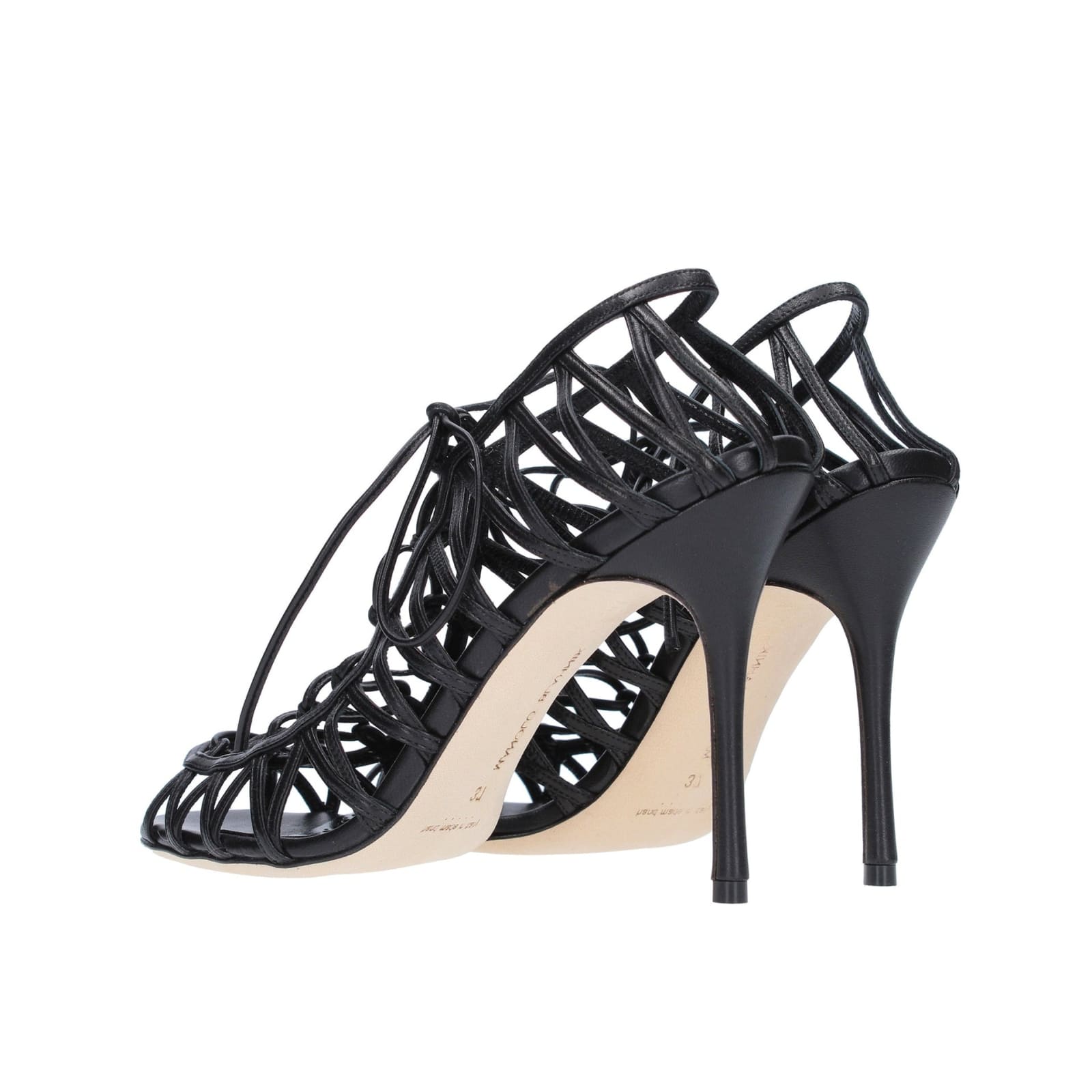 Manolo Blahnik Hollow-out High-heeled Sandals In Black