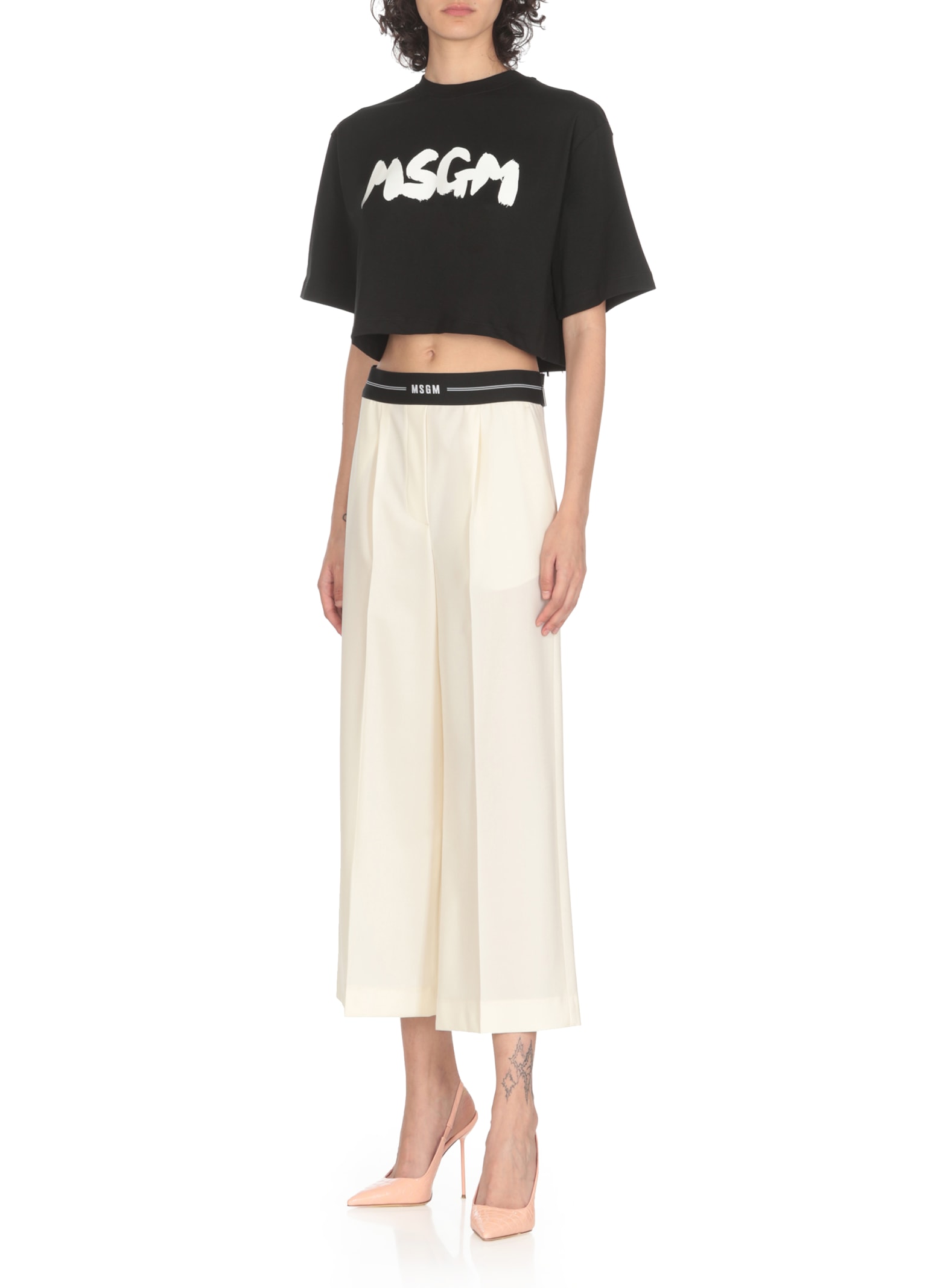 Msgm T-shirt With Logo In Black