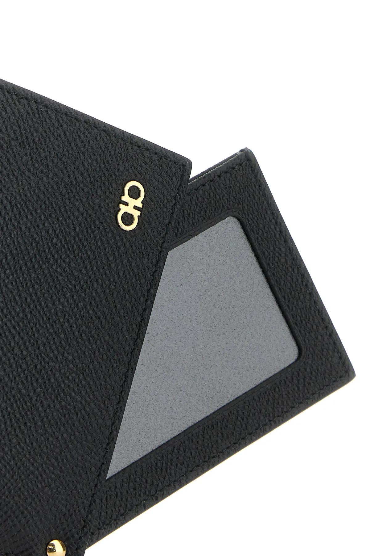 Shop Ferragamo Black Leather Card Holder In Nero