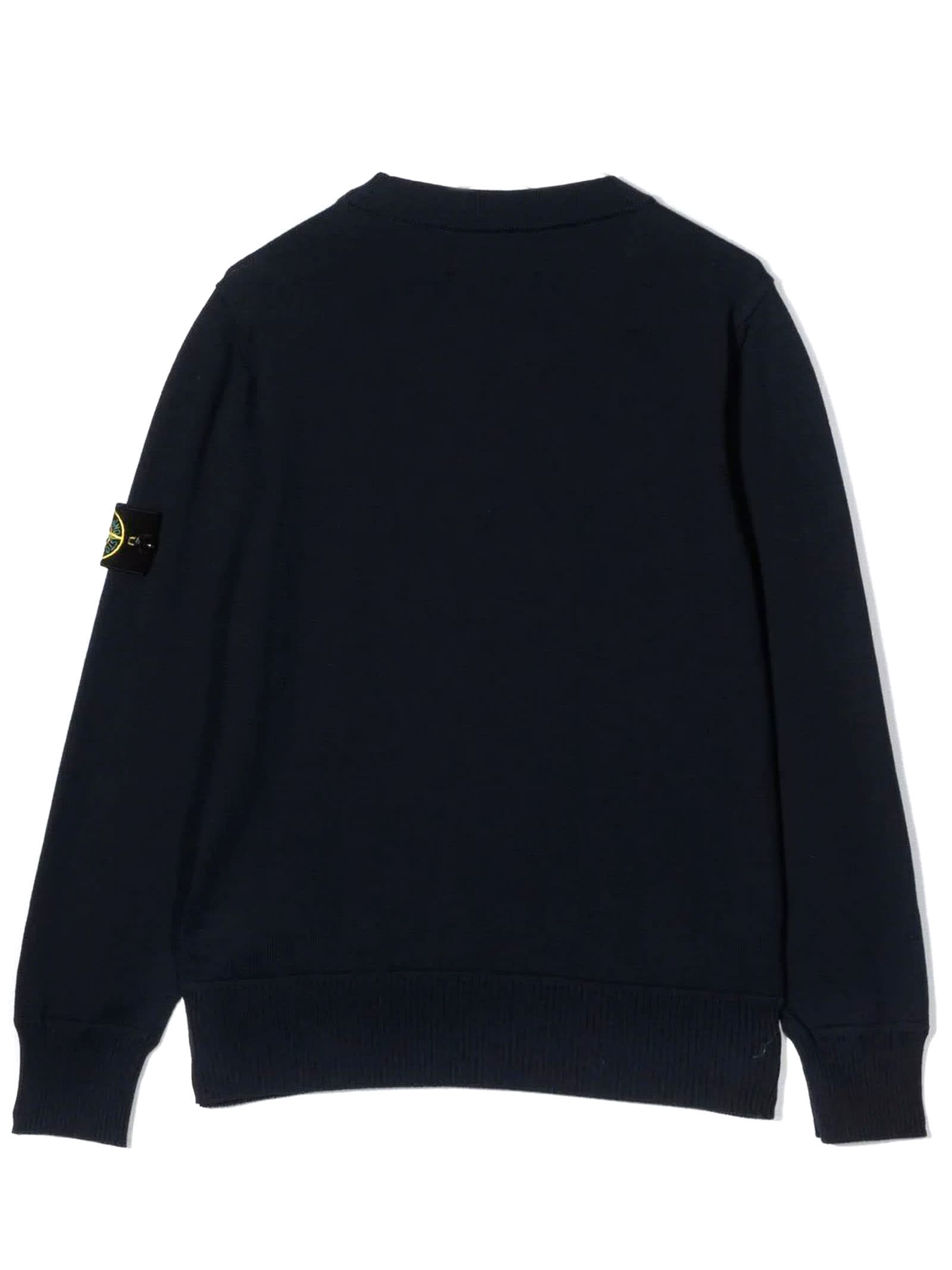 Shop Stone Island Blue Cotton Sweatshirt