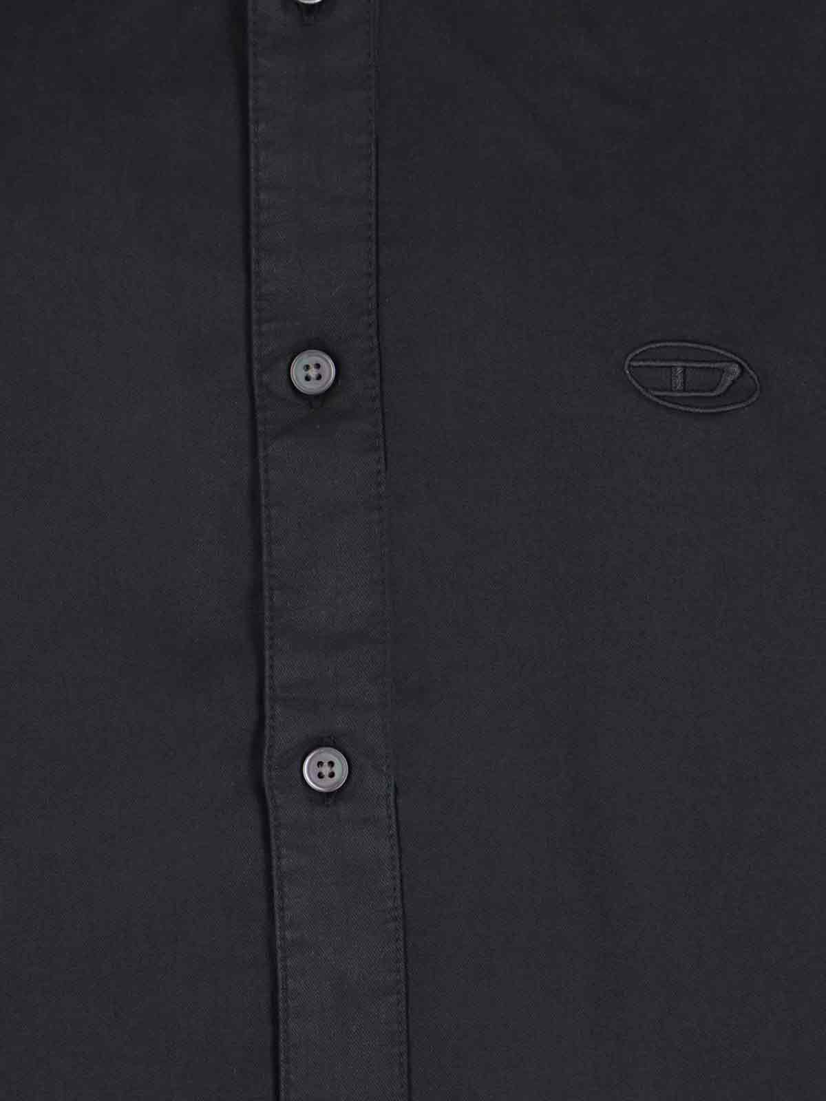 Diesel Black Shirt With D Logo On The Front In Lyocell Man In Black