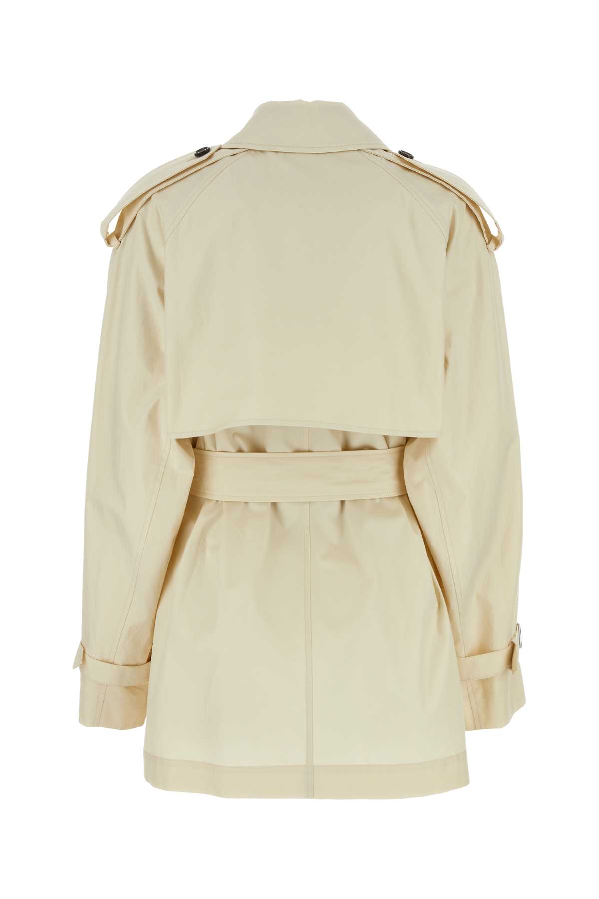 Shop Burberry Sand Cotton Trench Coat In Calico