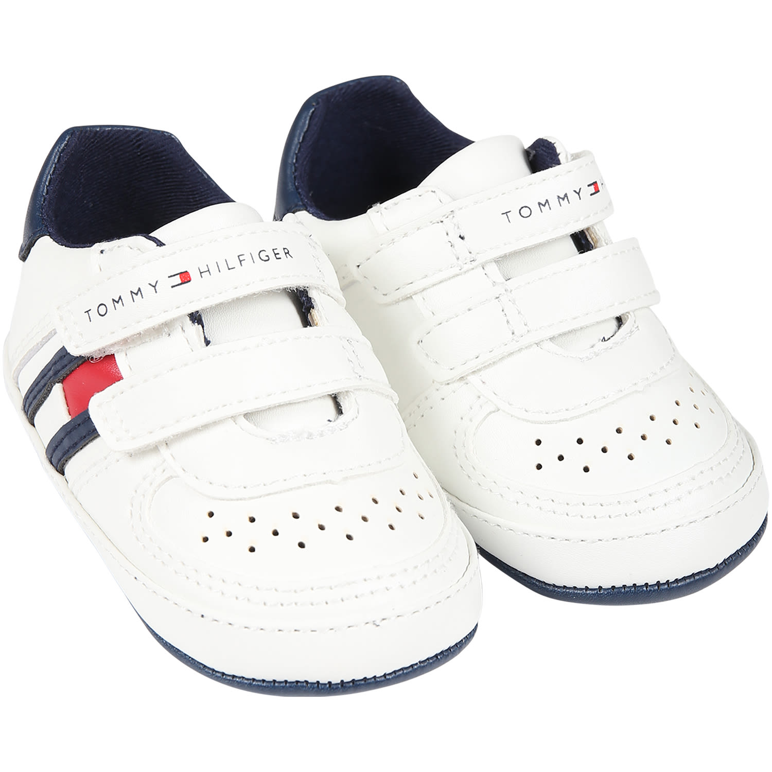 Shop Tommy Hilfiger White Sneakers For Baby Boy With Logo
