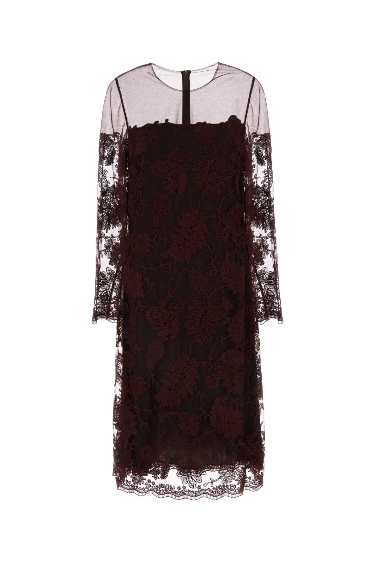 Shop Ermanno Scervino Grape Lace Dress In Bitterchocolate