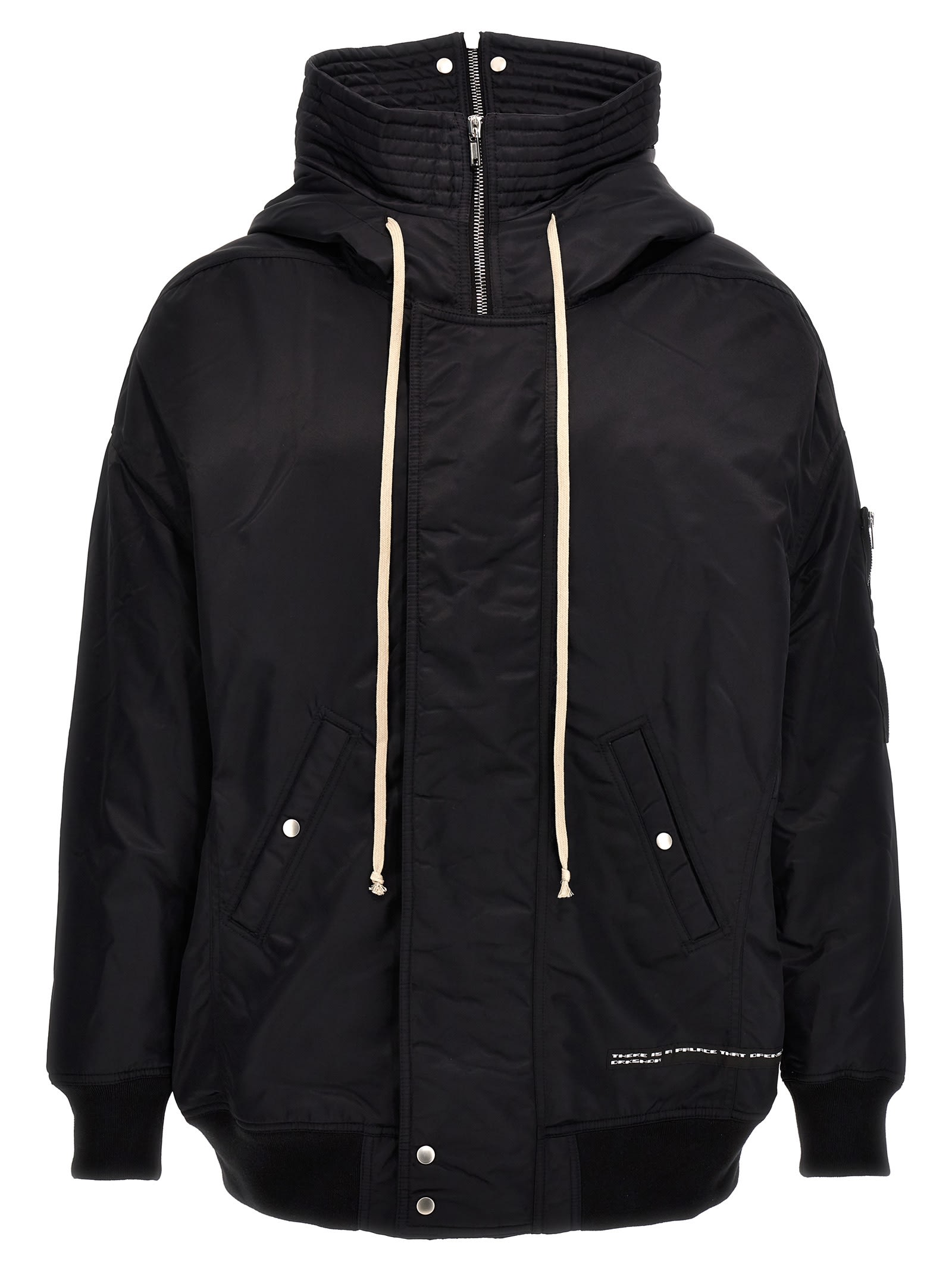 Shop Drkshdw Hooded Long Bomber Jacket Jacket In Black/mauve