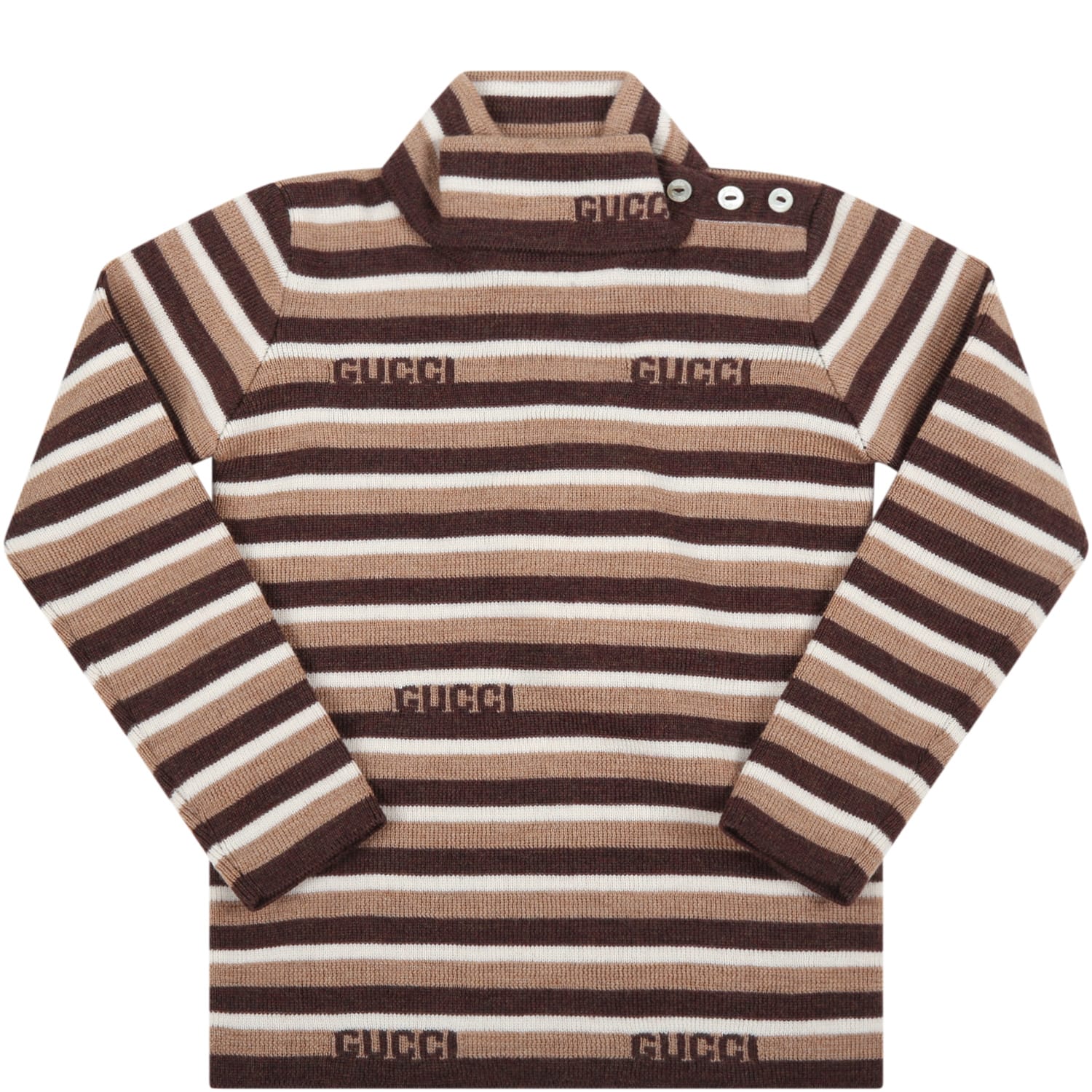 Gucci Brown Turtleneck For Baby Boy With Logo