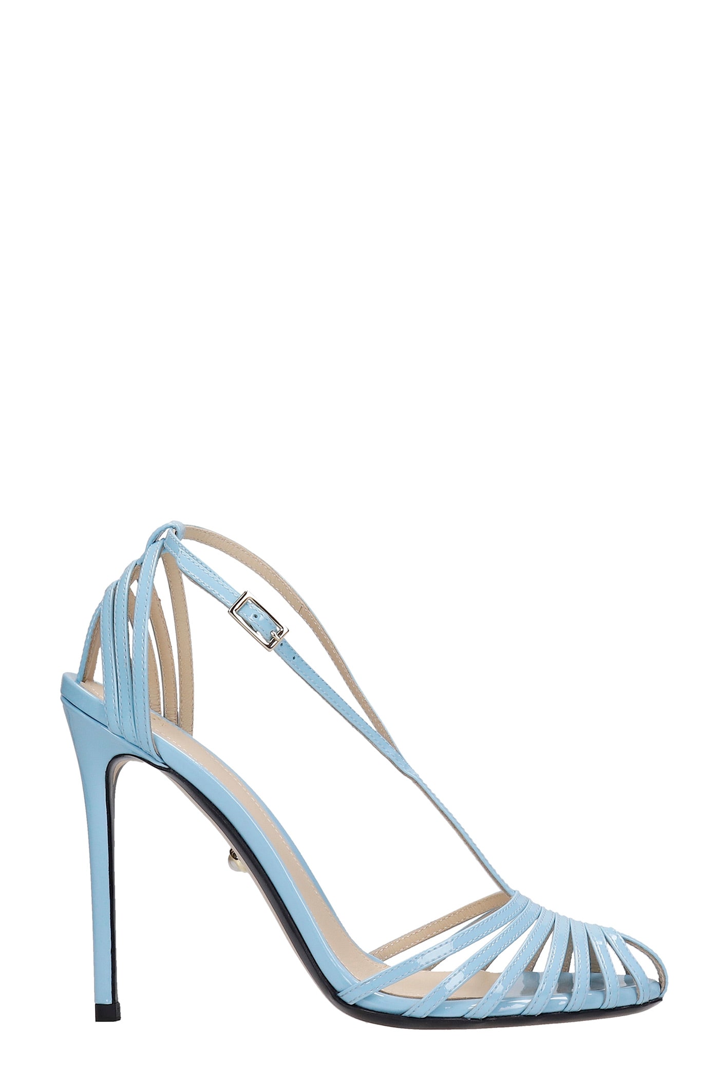 Alevì Toni 110 Sandals In Cyan Patent Leather