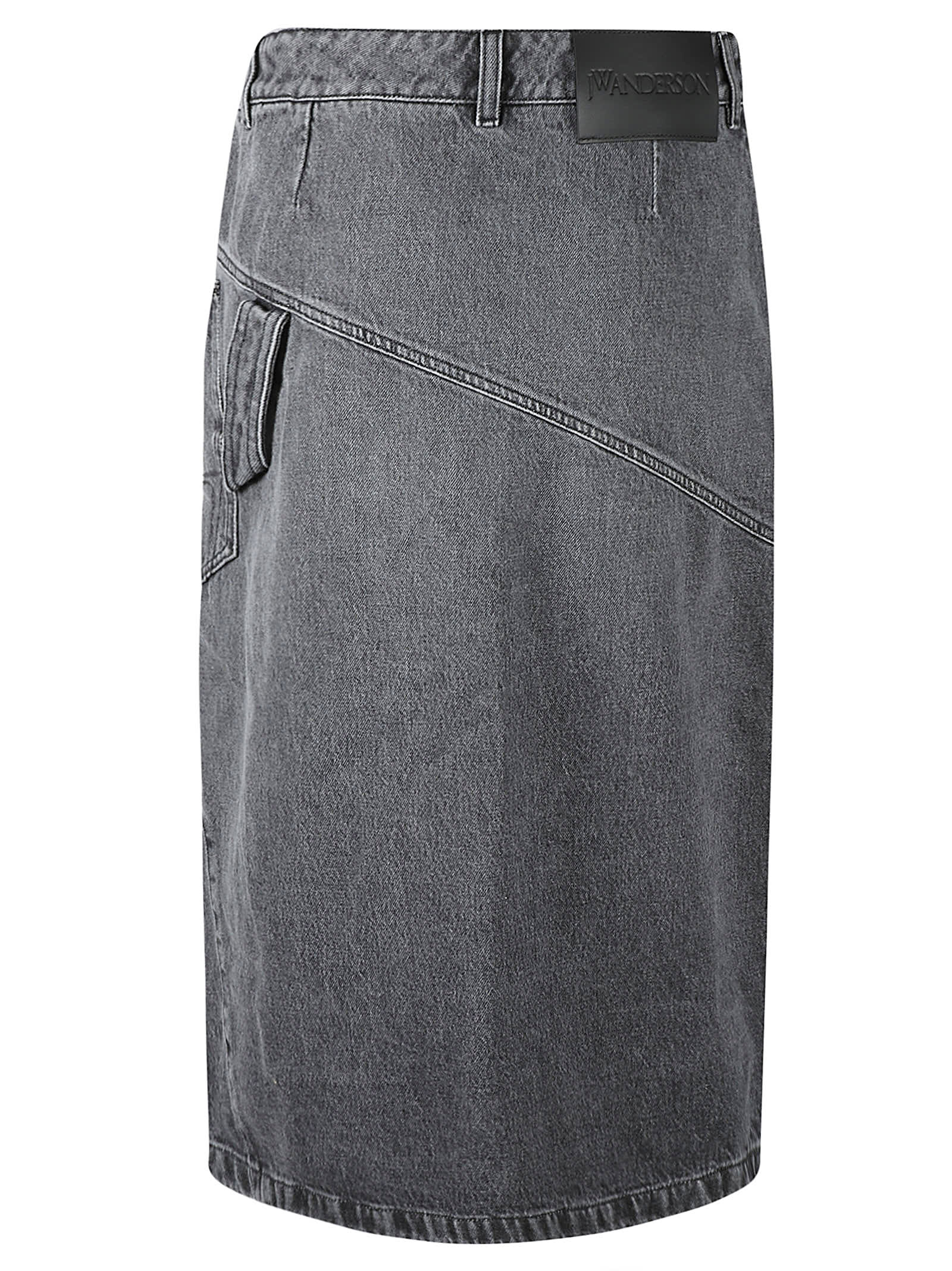 Jw Anderson Twisted Midi Skirt In Grey