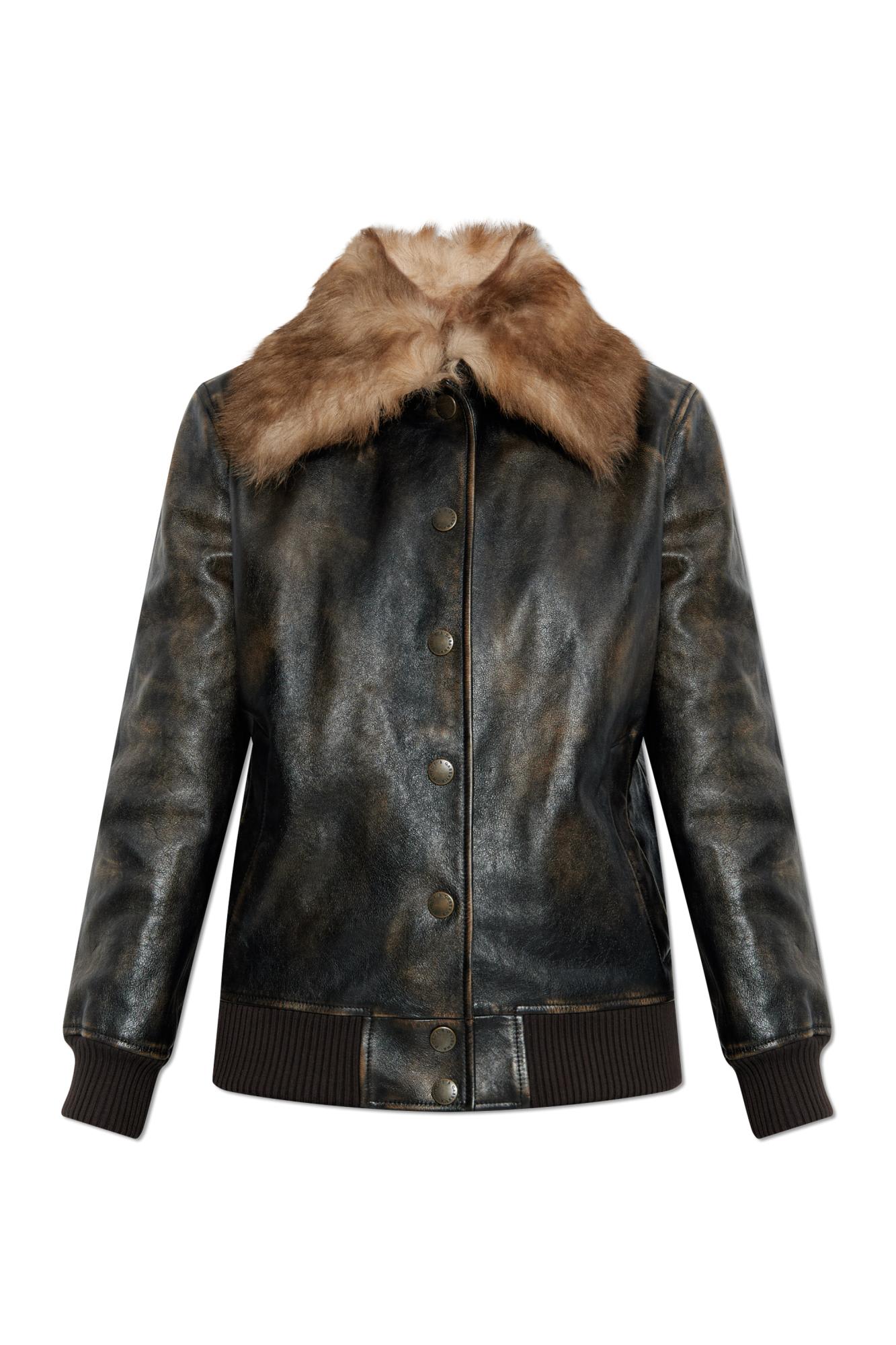 Dolce & Gabbana Leather Jacket In Brown