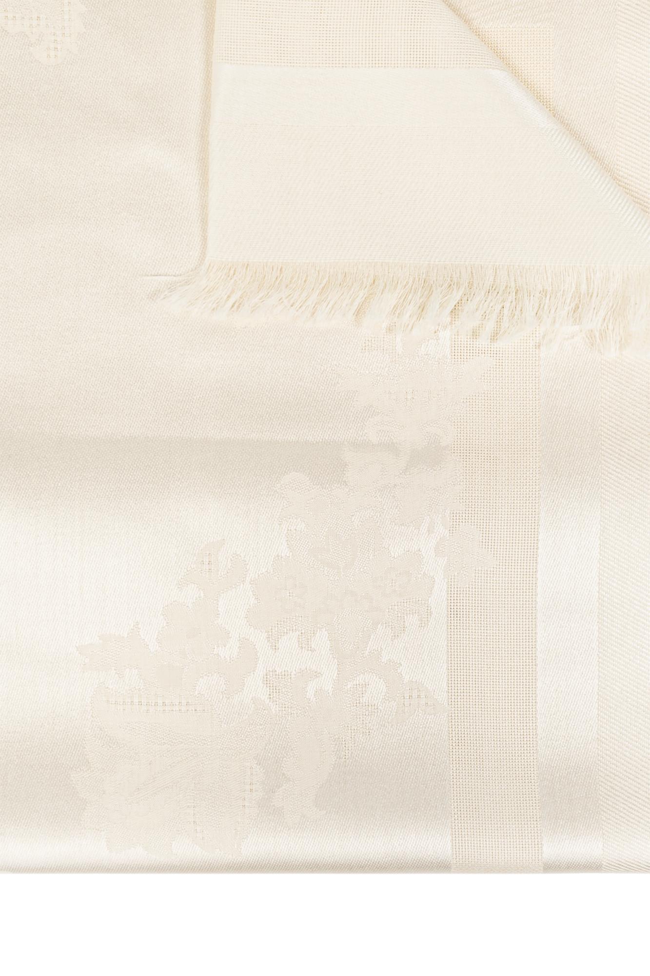 Shop Etro Patterned Frayed-edge Scarf In White