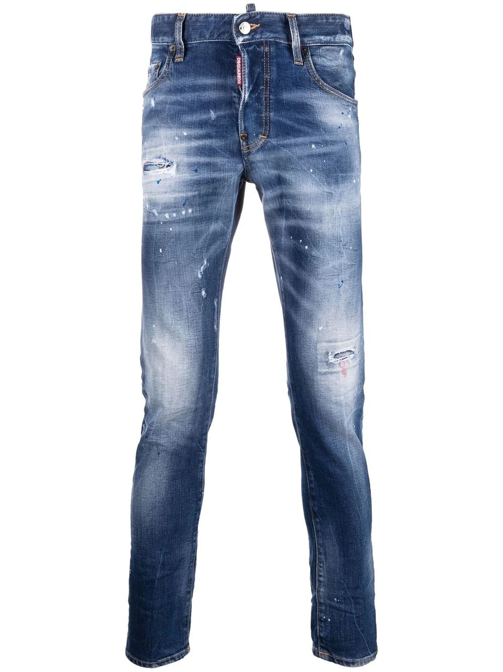 Dsquared2 Blue Stretch-cotton Blend Jeans