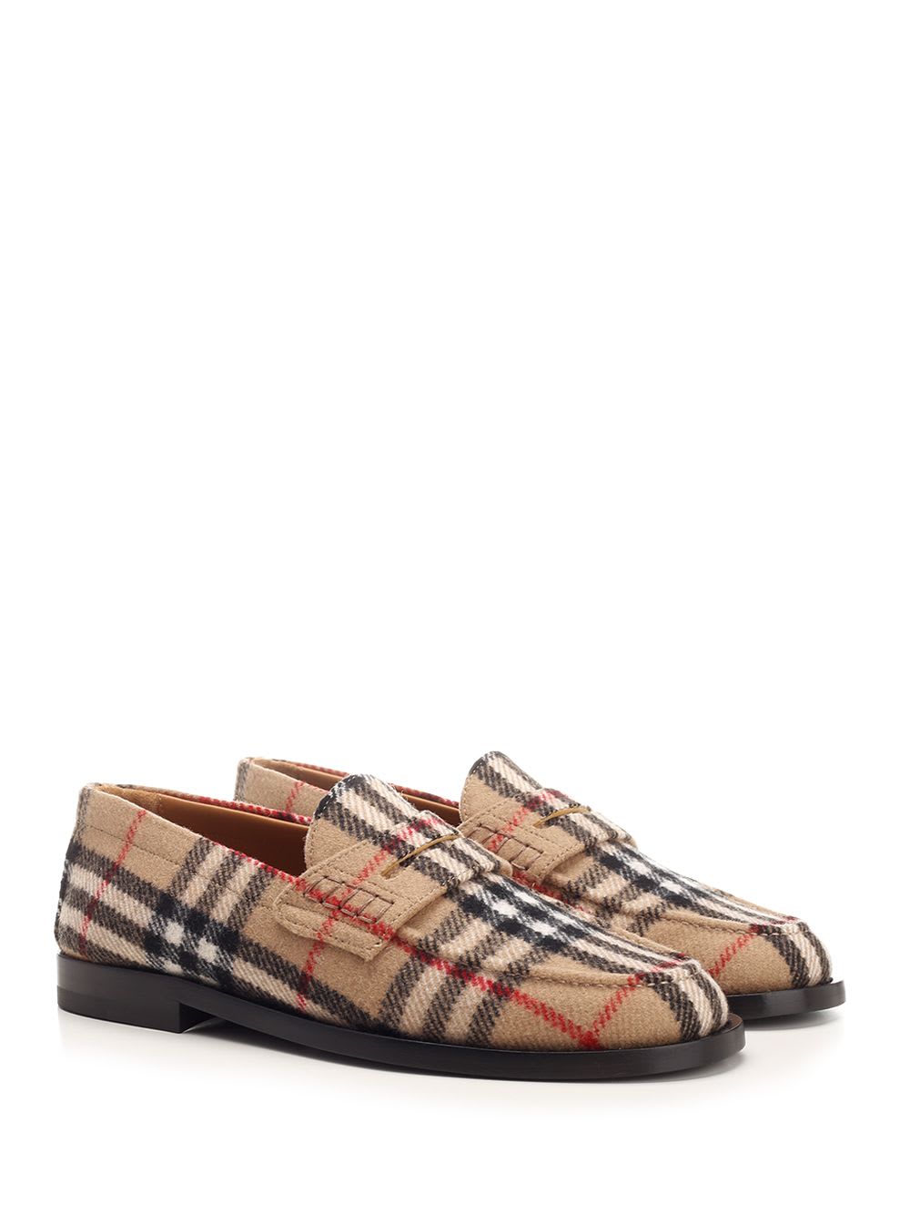 Shop Burberry Loafers In Felt In Beige