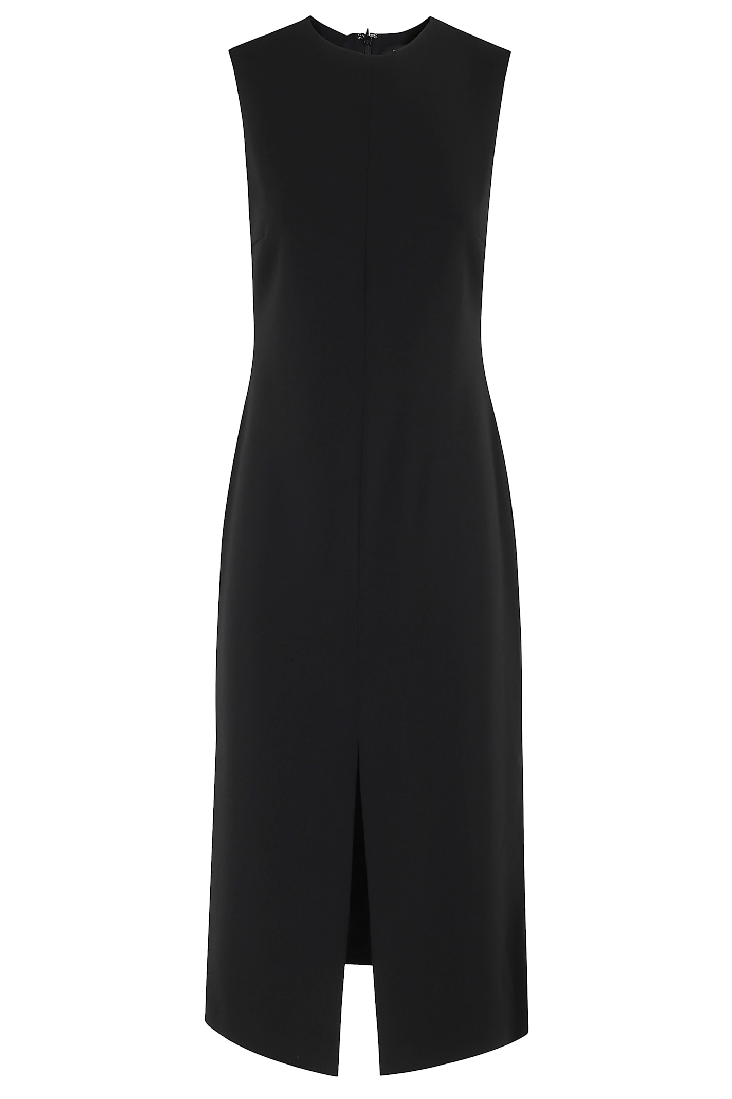 Theory Black Sleeveless Dress With Round Neck And Front Single Slit In Black