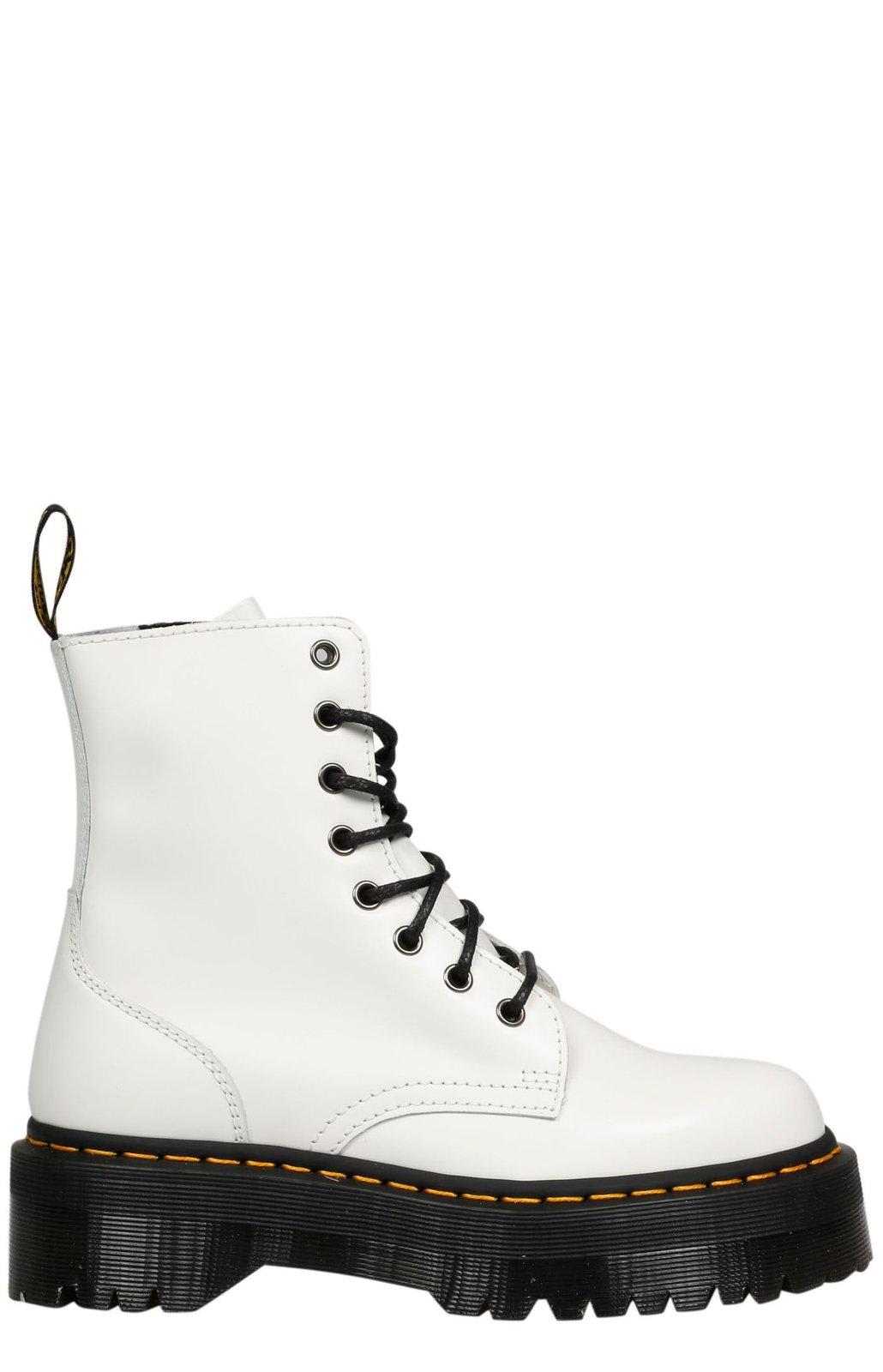 Shop Dr. Martens' Jadon Platform Boots In White Smooth