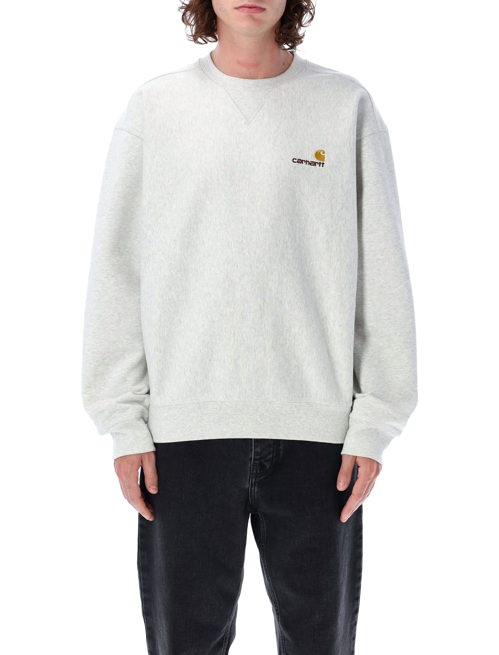 Shop Carhartt American Script Sweatshirt In Ash Heather