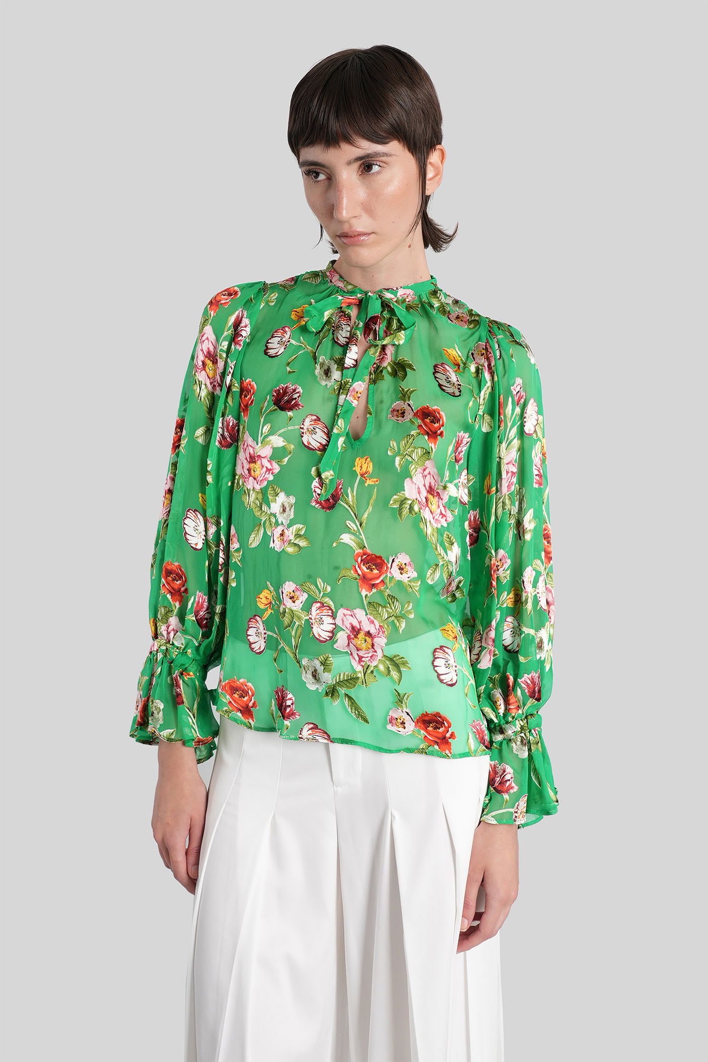 Moranne Blouse In Green Polyester