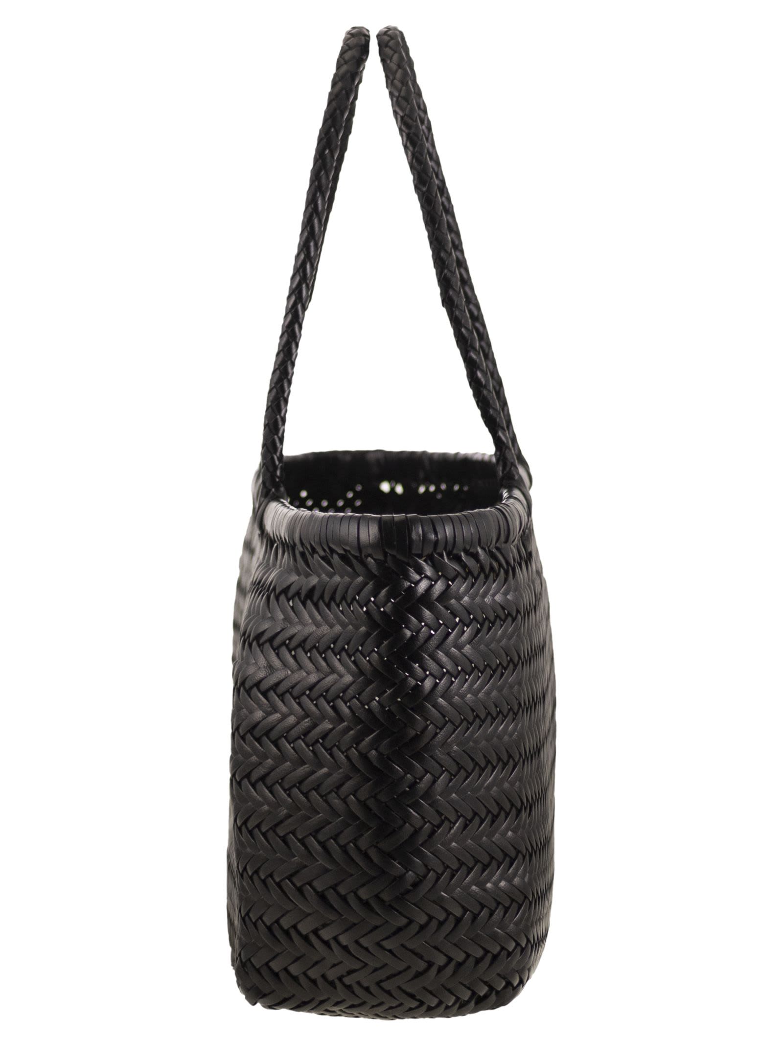 Dragon Diffusion Bamboo Triple Jump Big - Woven Leather Bag In Black