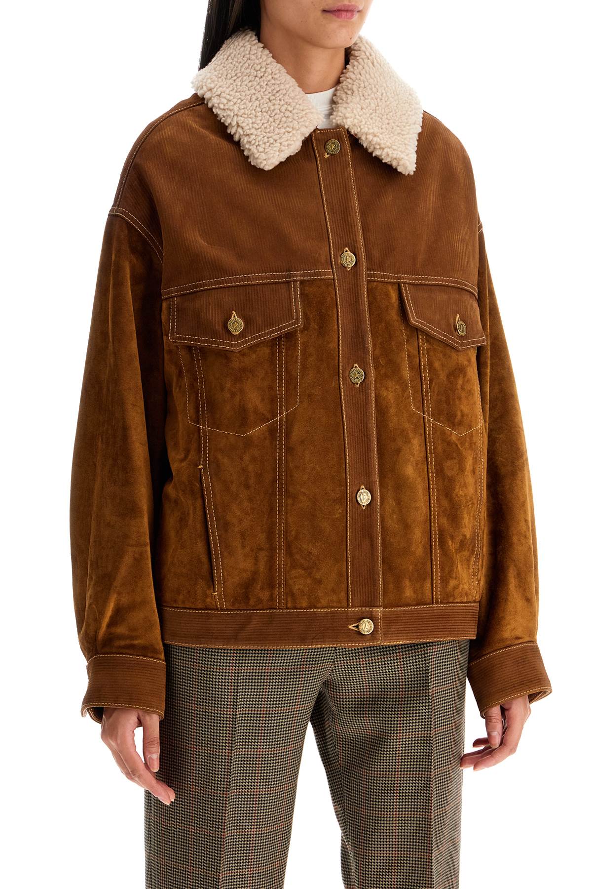 Shop Golden Goose Babette Leather Jacket In Tobacco Brown (brown)