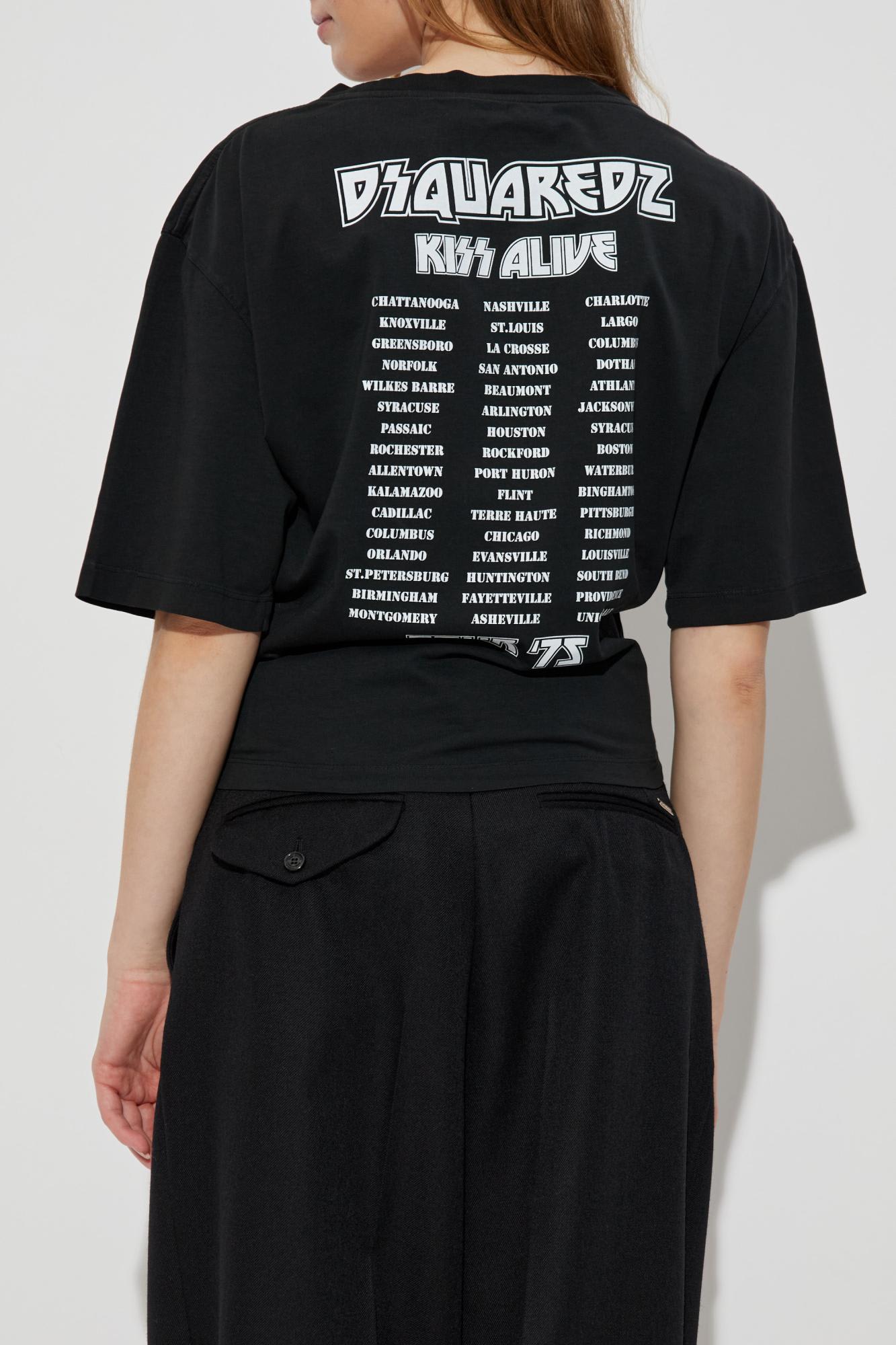 Dsquared2 X Kiss Pressato Cropped Breezy Fit T-shirt In Black