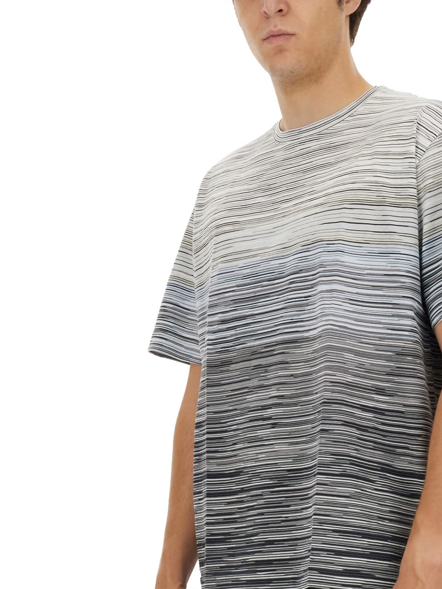 Shop Missoni Striped T-shirt In Grey