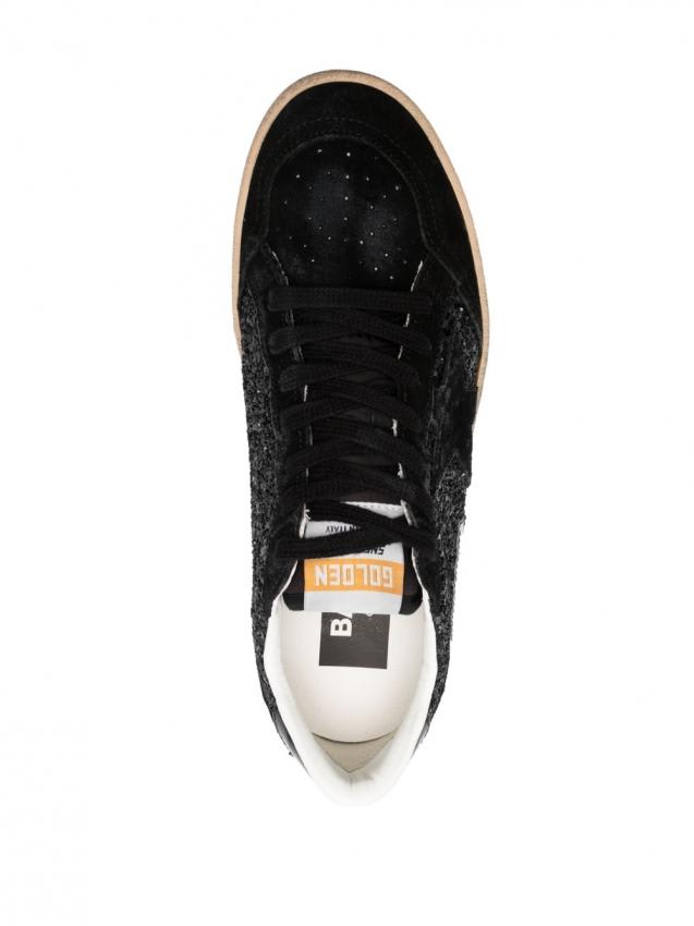 Golden Goose Sneakers Ball-star In Suede E Glitter In Nero