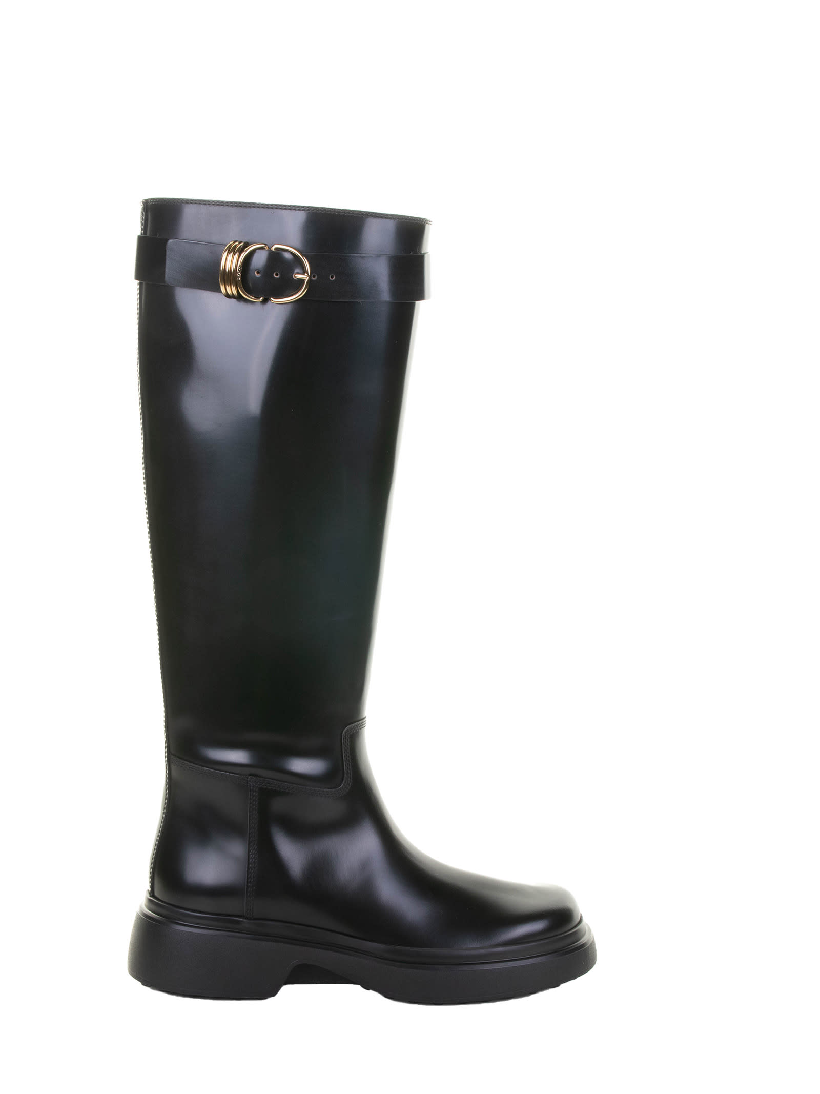 Tod's Black Leather Boot In Black
