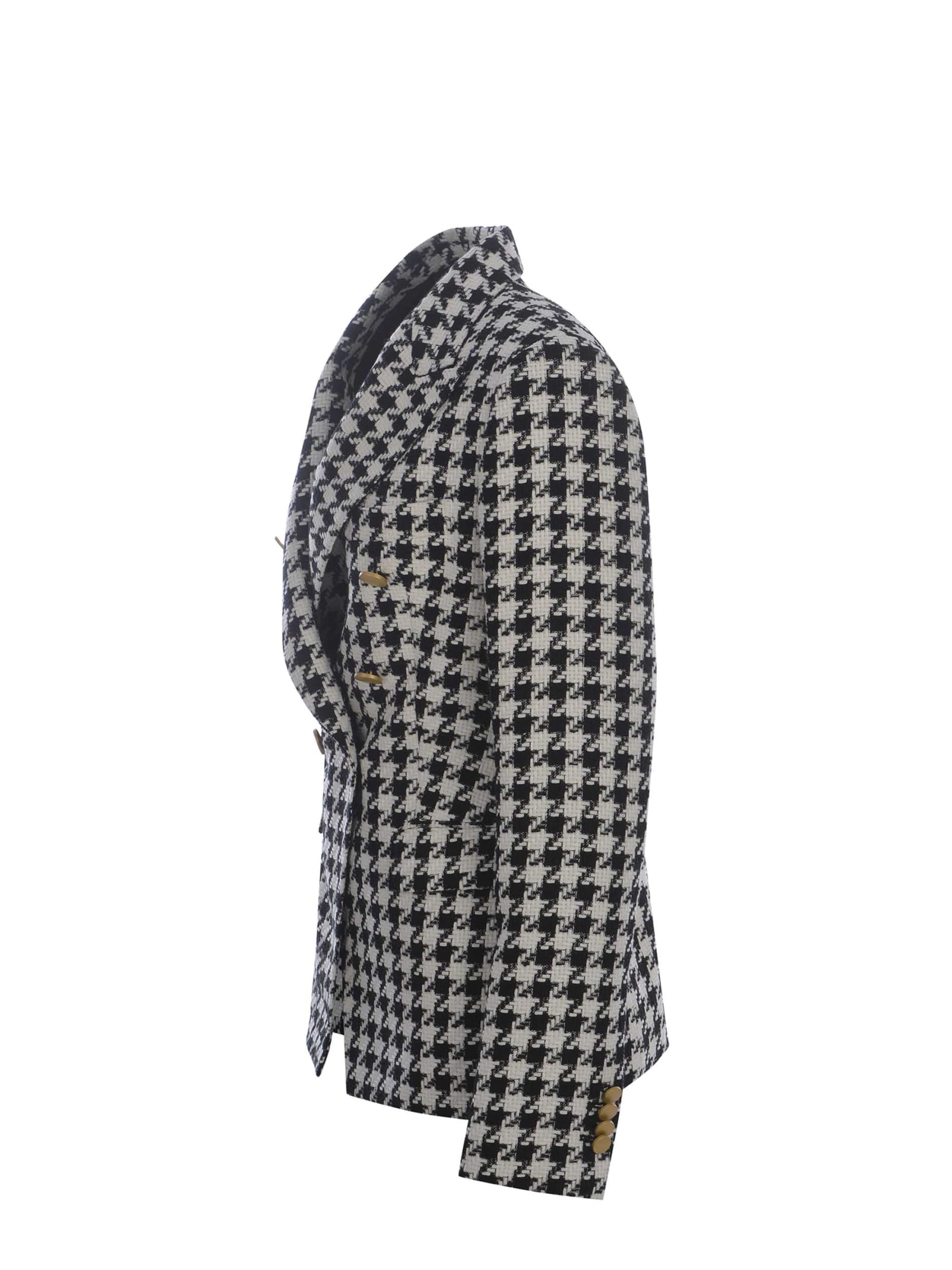 Shop Tagliatore Double-breasted Jacket  J-alycia Made Of Houndstooth In Black