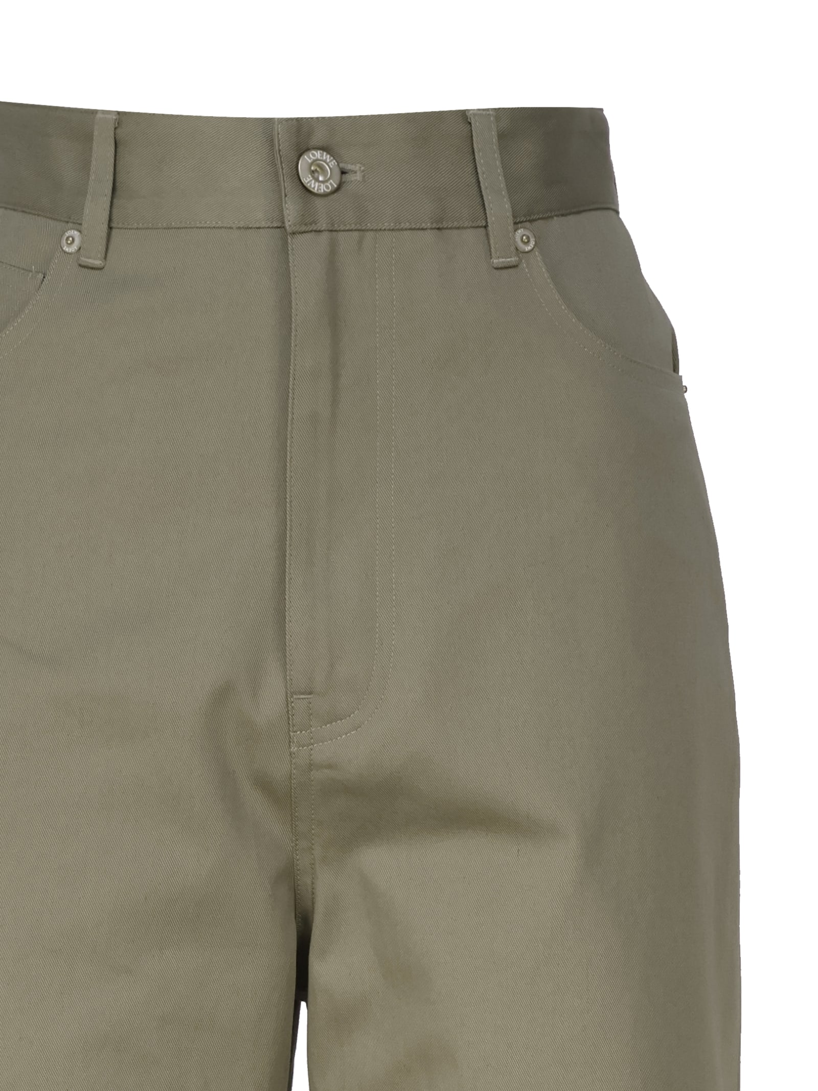 Shop Loewe Trousers Crafted In Lightweight Cotton Drill In Military Green