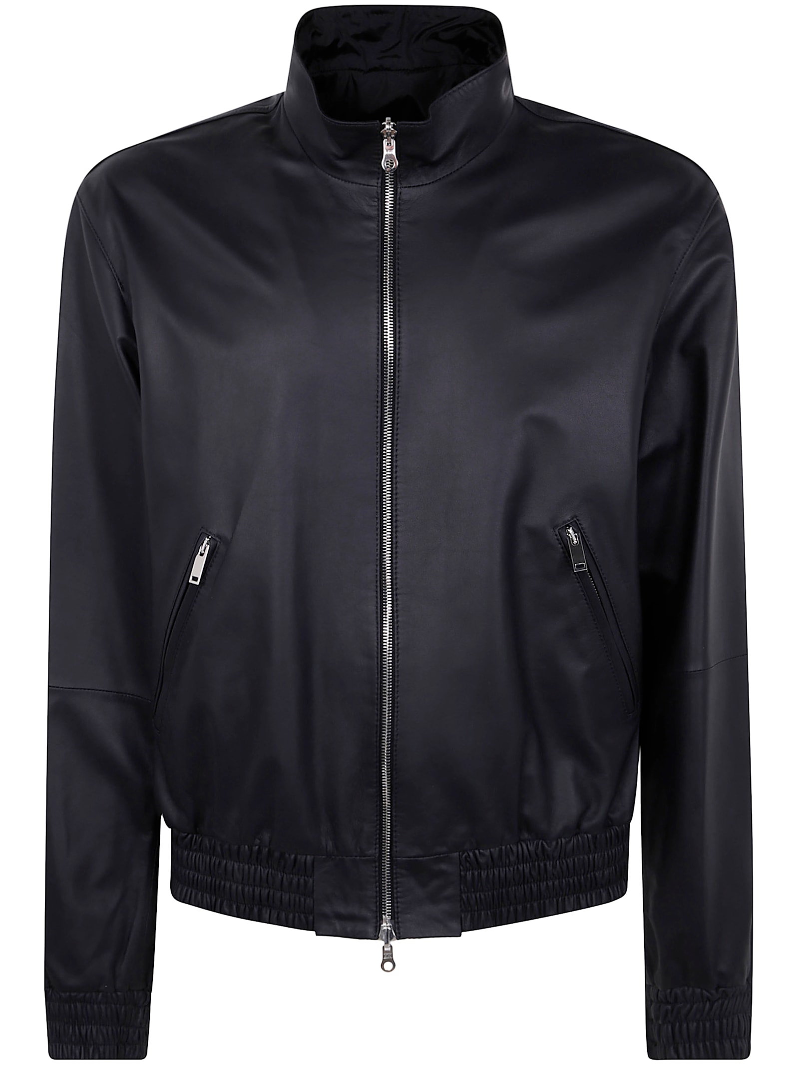 Leather Reversible Bomber Jacket