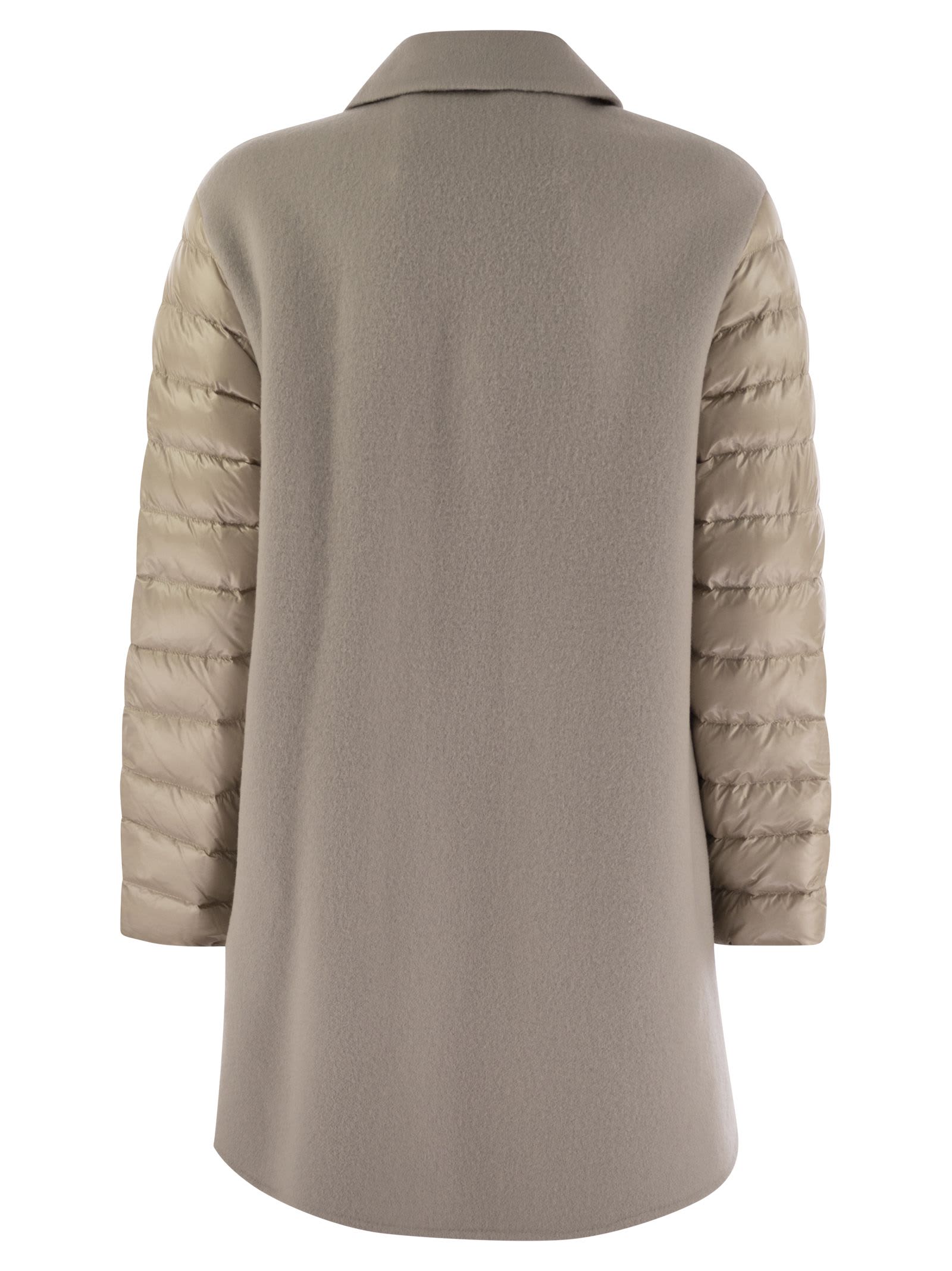 Herno Women's Coat With Down Sleeves In Beige