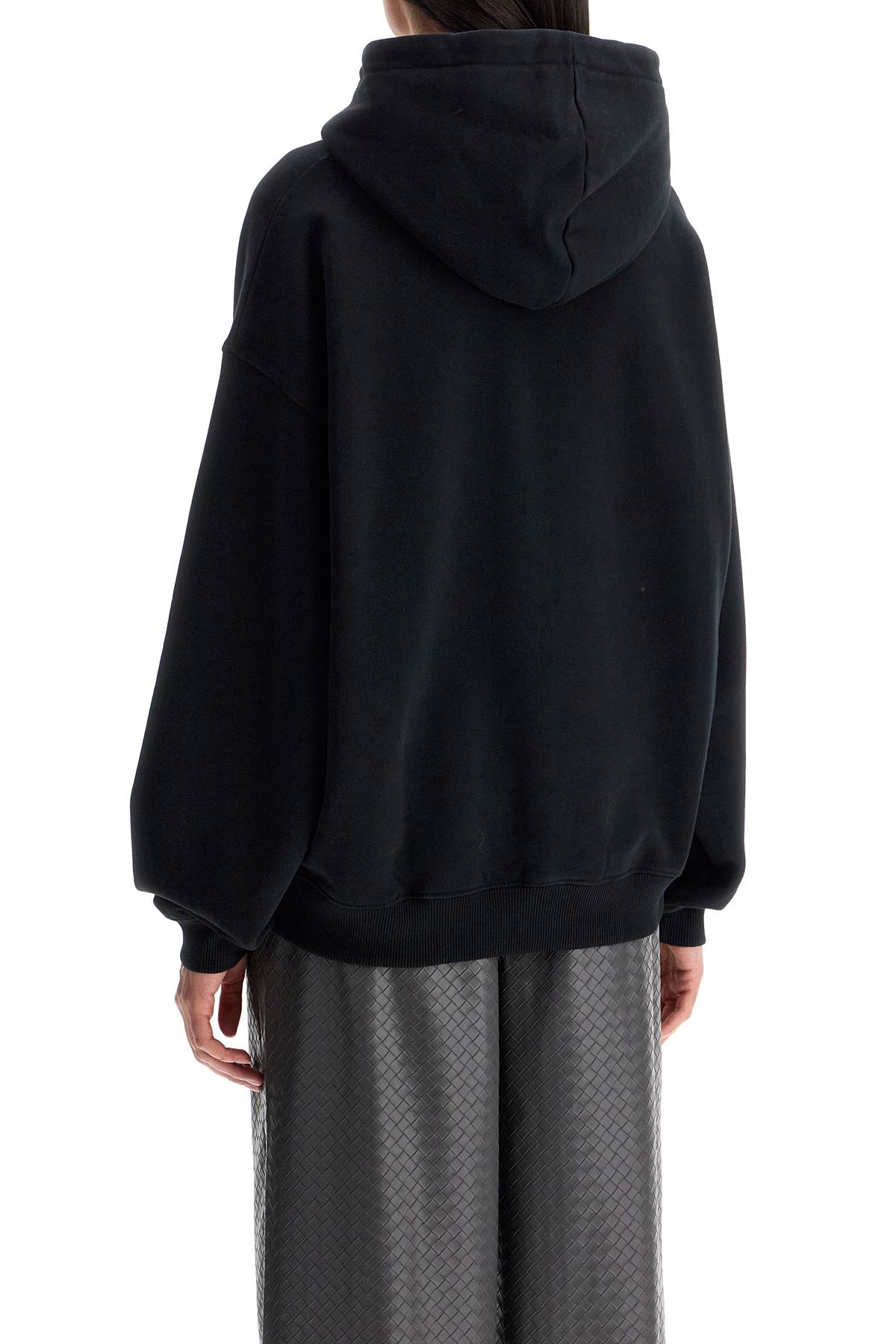 Rotate Birger Christensen Heavy Cotton Sweatshirt With Hood And Pouch Pocket In Black