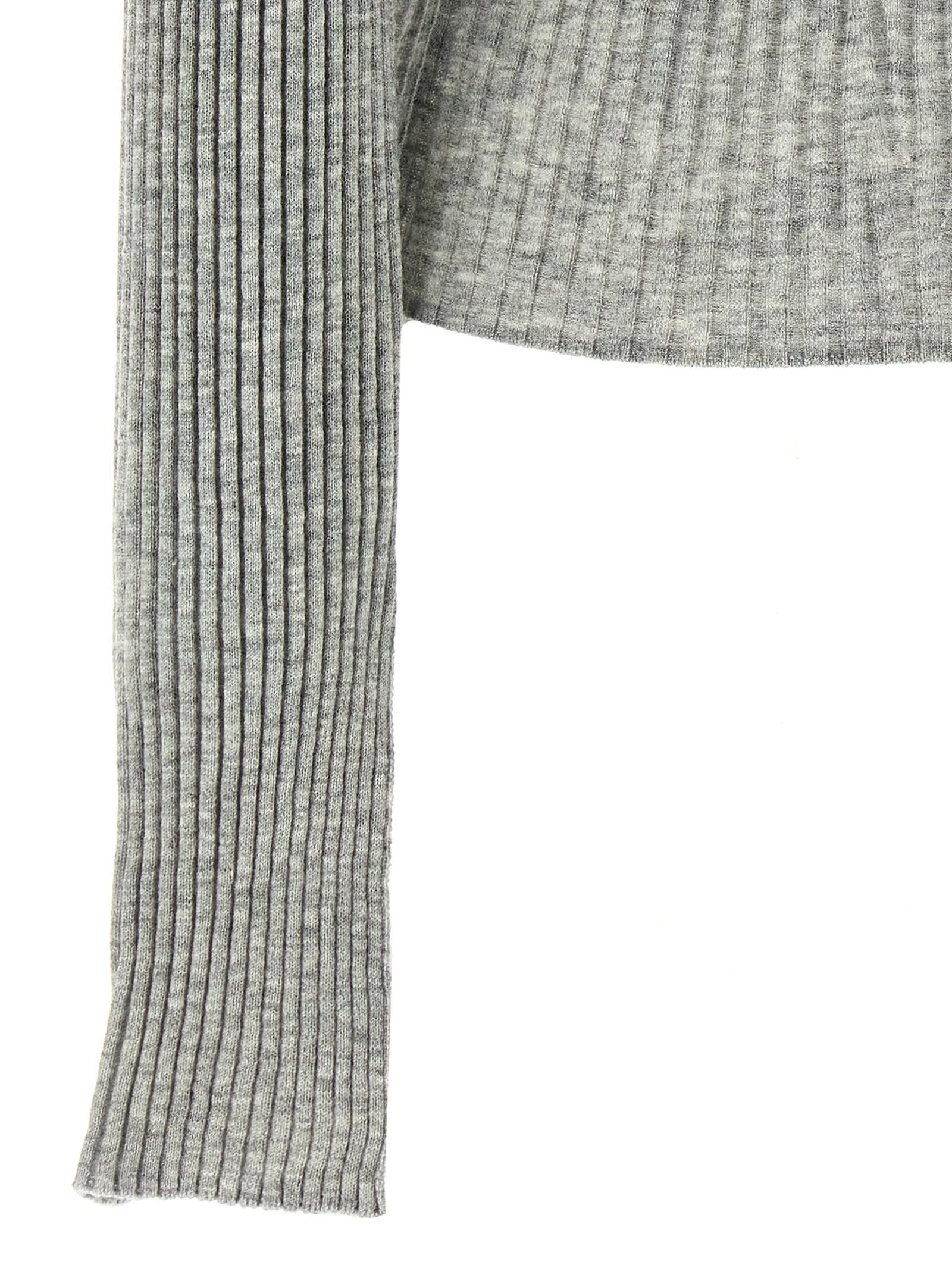 Pinko Long-sleeved Knitted Cardigan In Gray