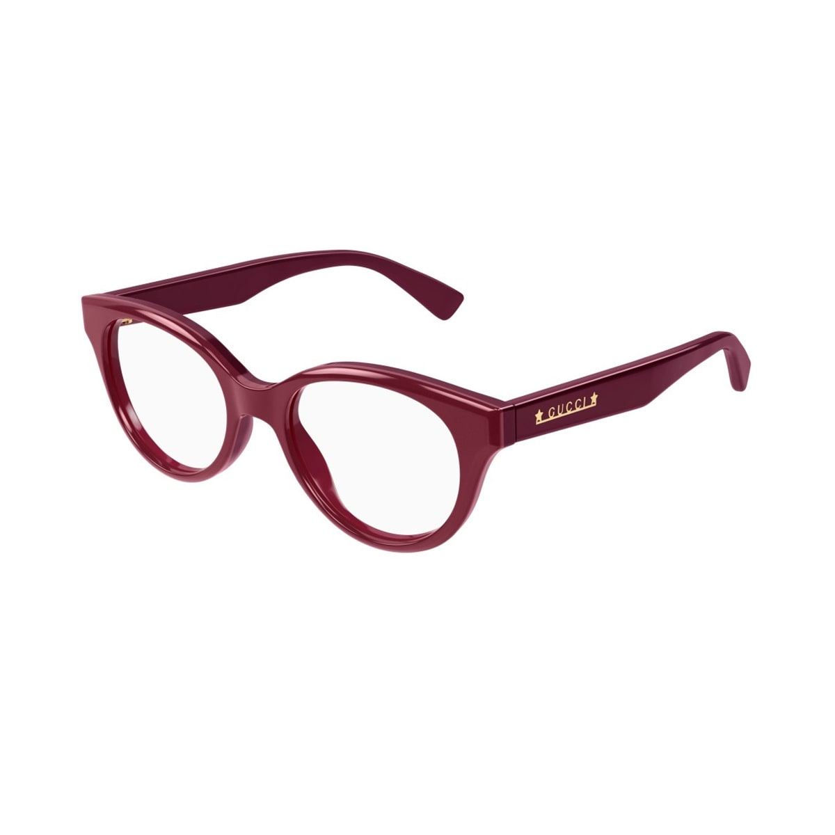 Shop Gucci Classic Cat-eye Logo Glasses In 006 Burgundy Burgundy Tra