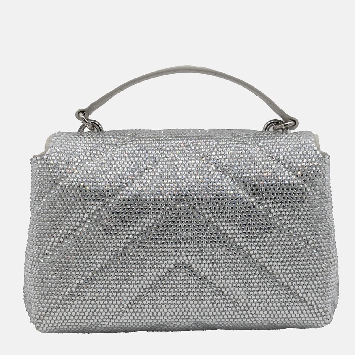 Pinko Silver Leather Handle Bag In Argento-nickel Lucido