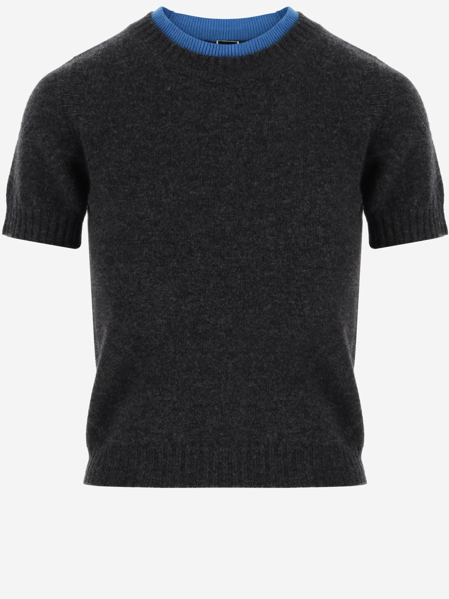 Shop Pinko Wool And Cashmere Short Sleeve Pullover In Grgio