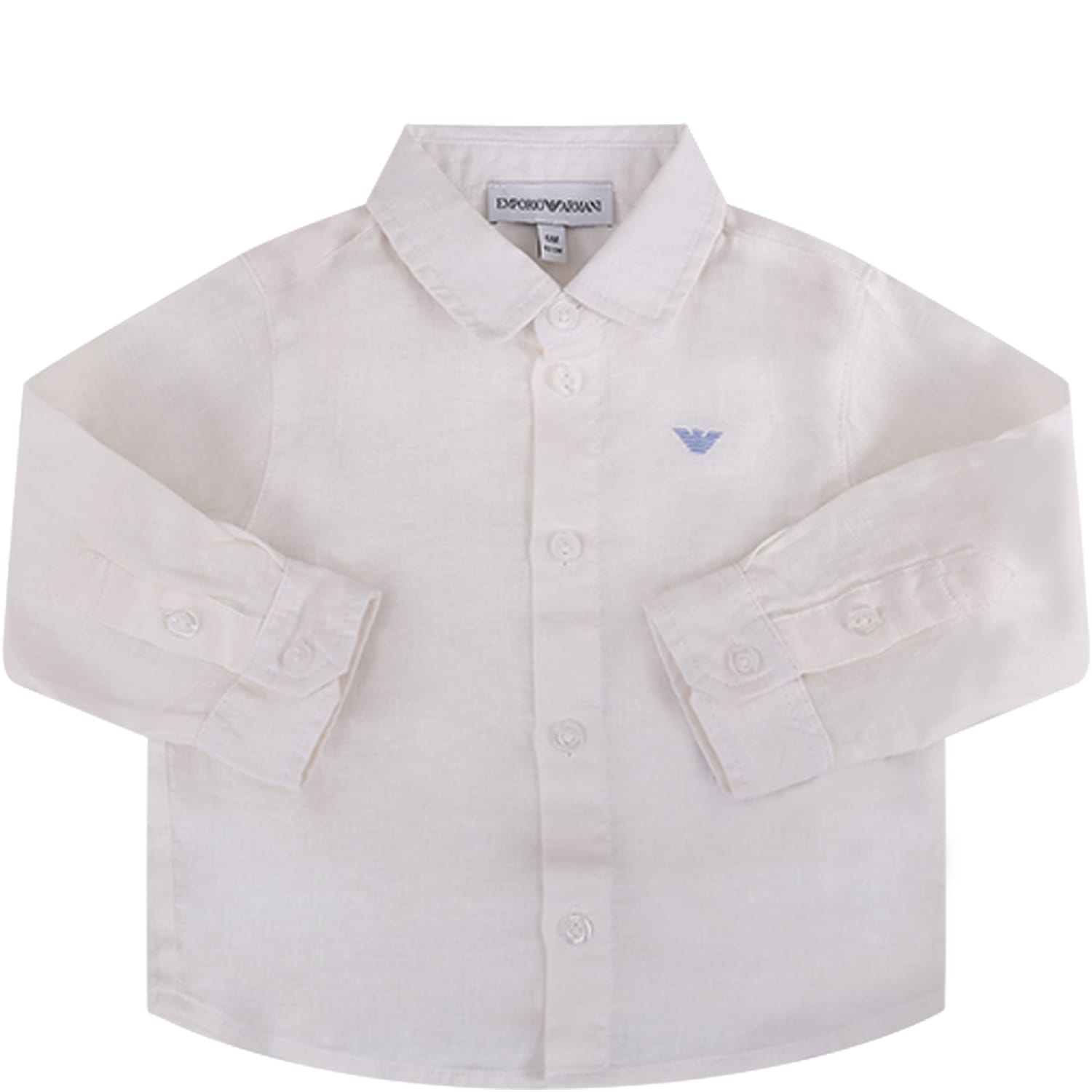 Armani Collezioni White Skirt For Baby Boy With Light Blue Iconic Eagle Logo